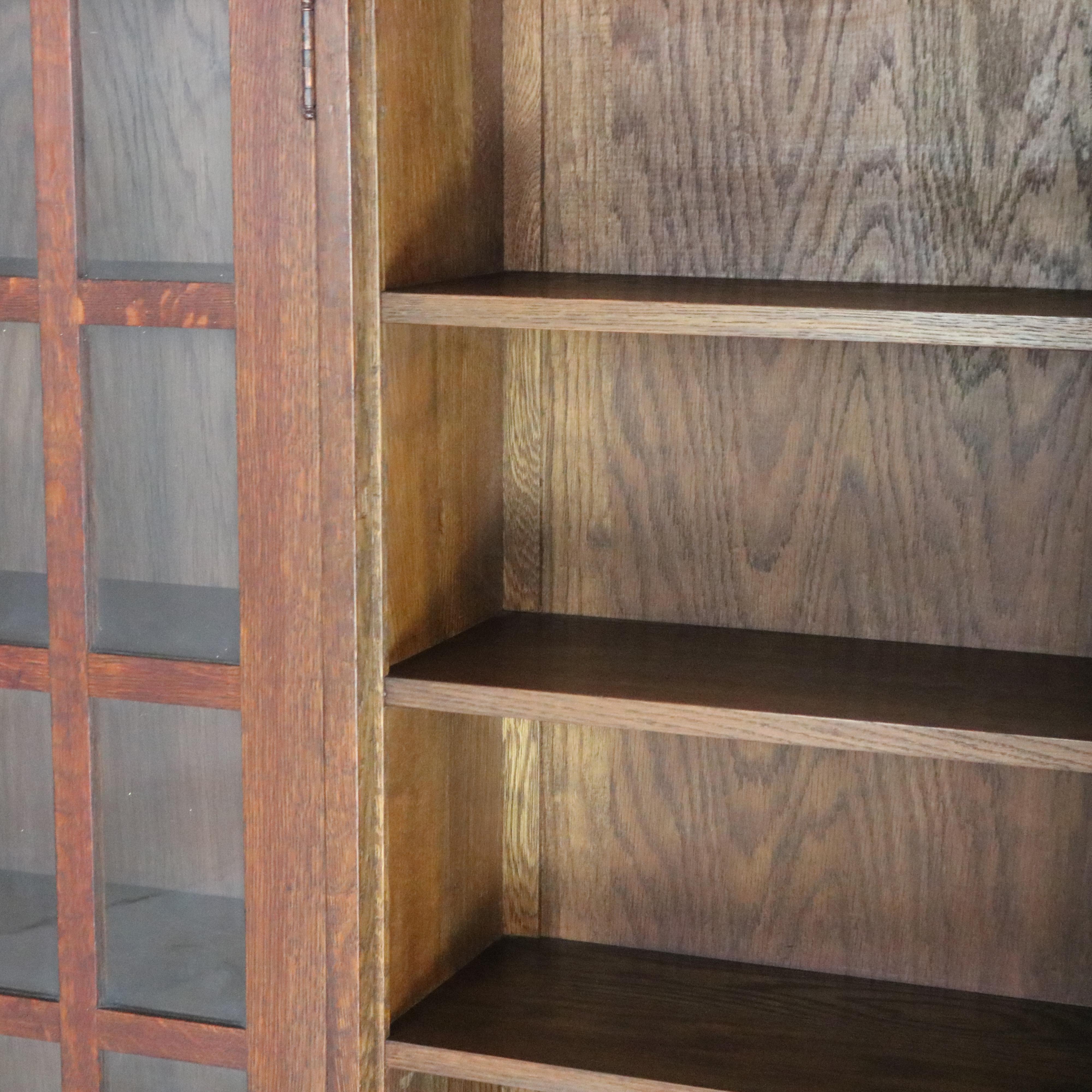 L & JG Stickley Arts and Crafts Mission Oak Three Door Bookcase Signed C1910 10