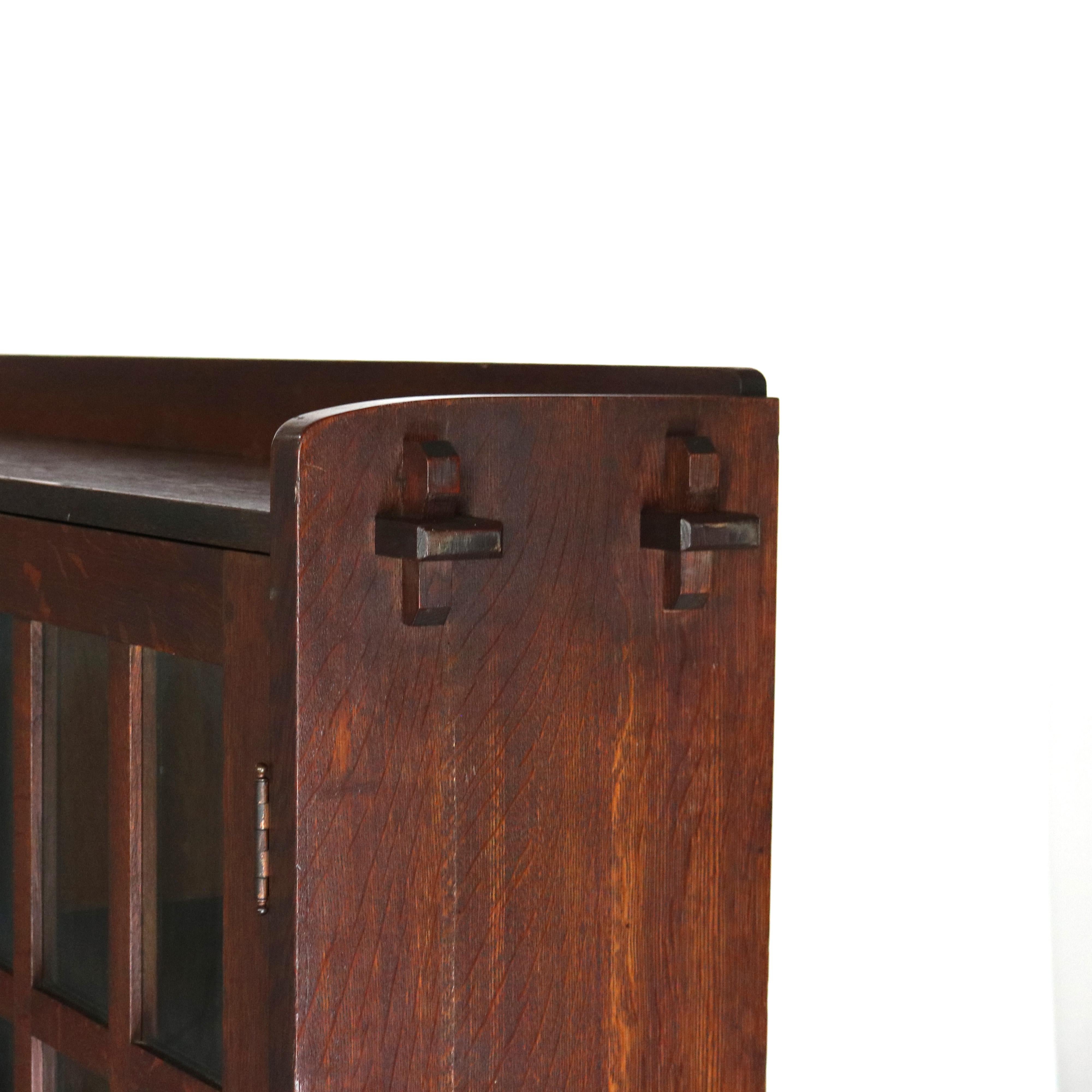 L & JG Stickley Arts and Crafts Mission Oak Three Door Bookcase Signed C1910 12
