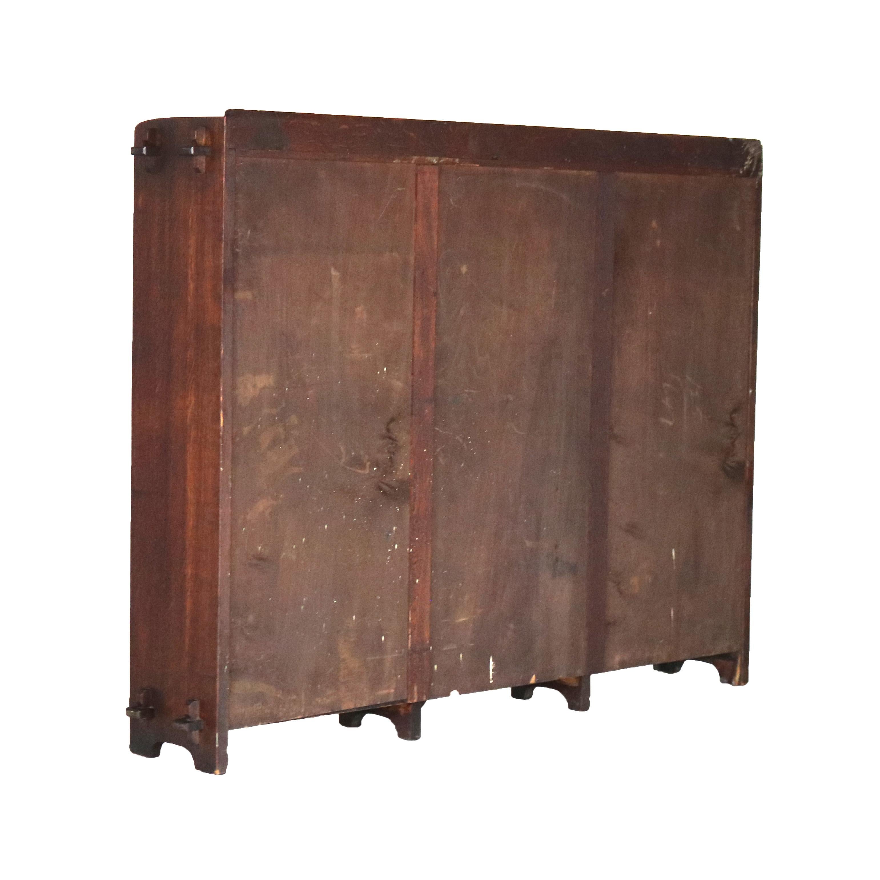 L & JG Stickley Arts and Crafts Mission Oak Three Door Bookcase Signed C1910 13