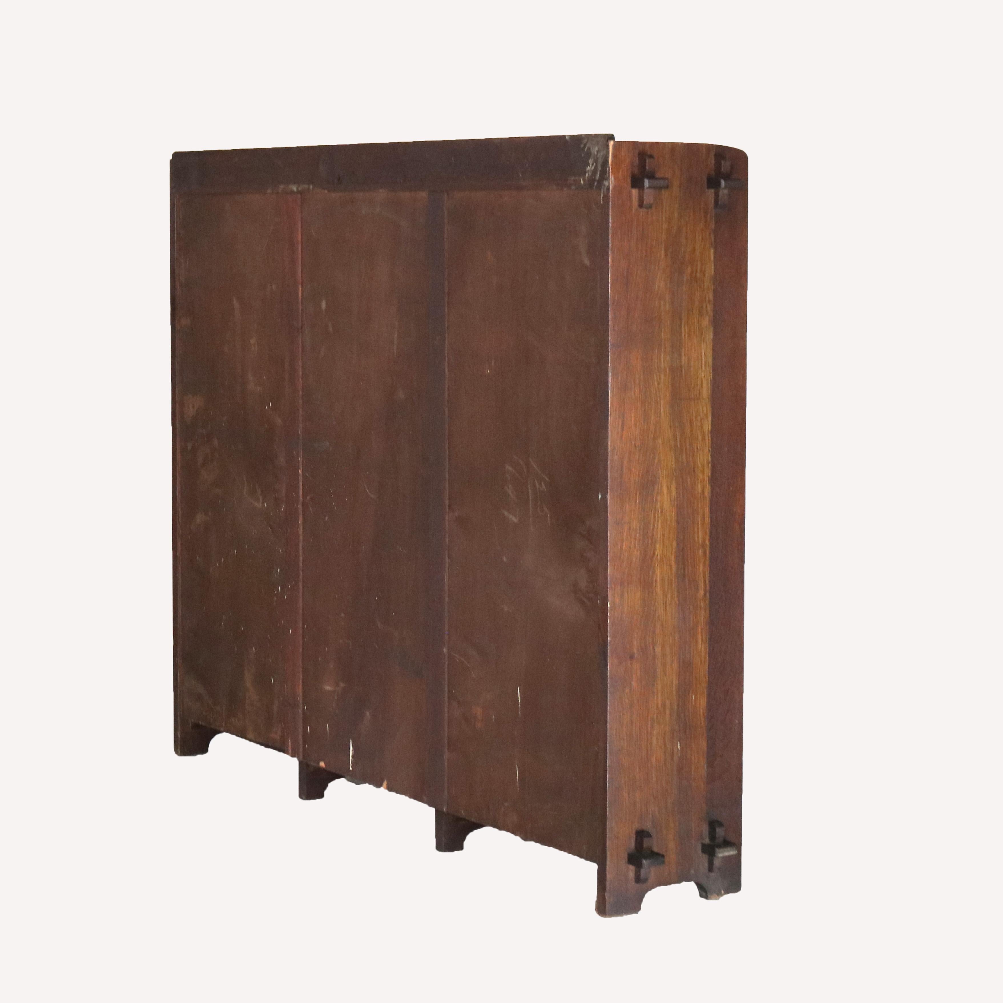 L & JG Stickley Arts and Crafts Mission Oak Three Door Bookcase Signed C1910 15
