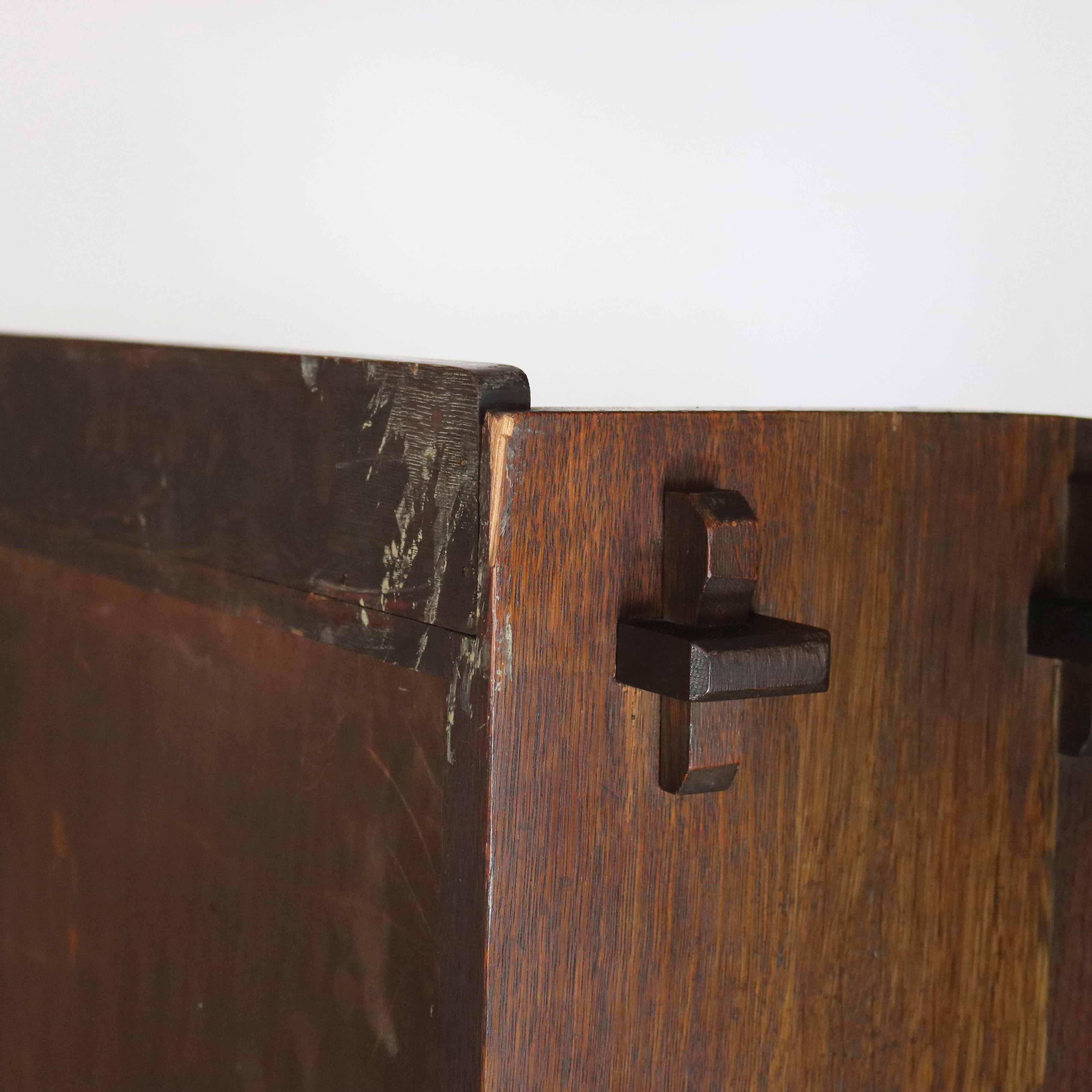 L & JG Stickley Arts and Crafts Mission Oak Three Door Bookcase Signed C1910 16