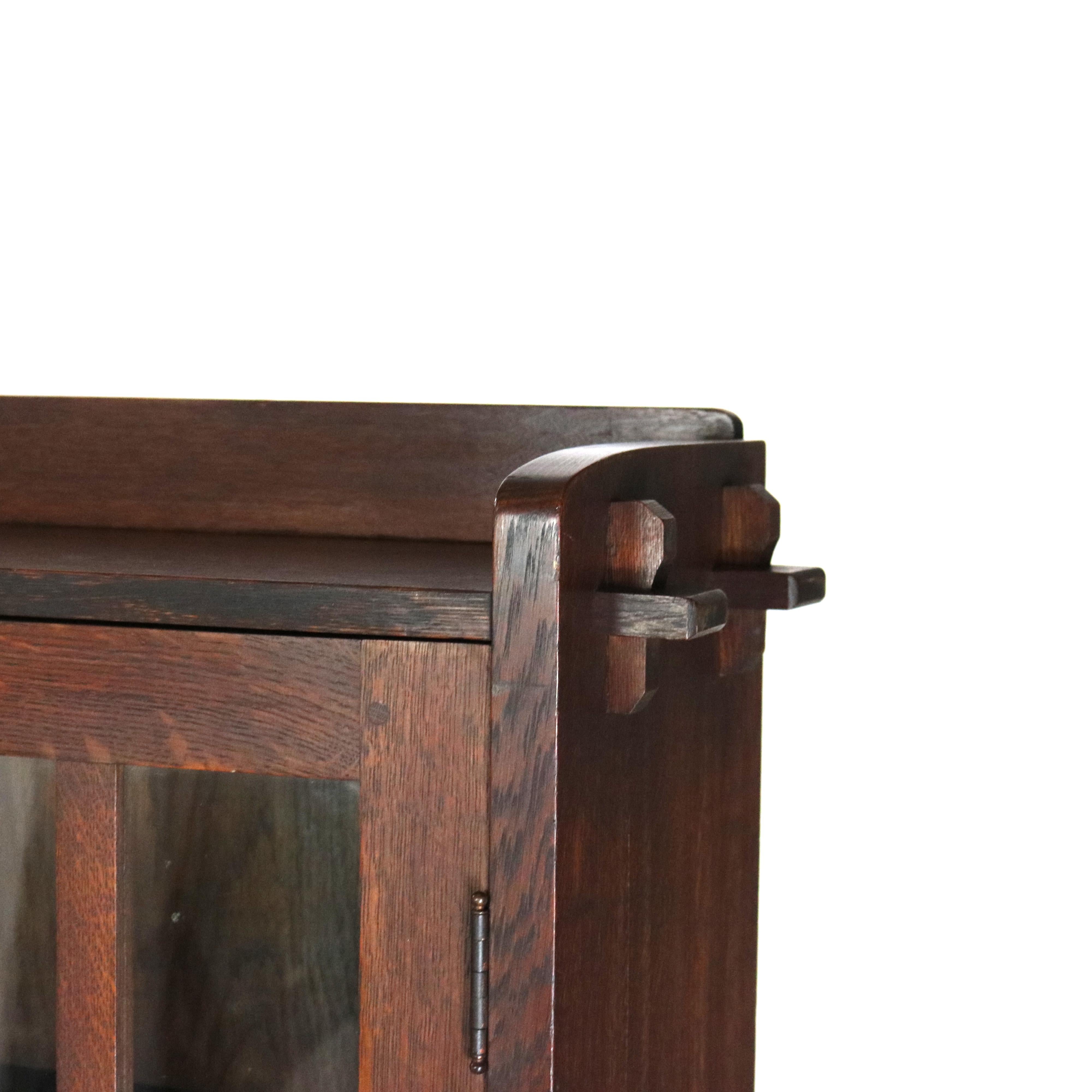 20th Century L & JG Stickley Arts and Crafts Mission Oak Three Door Bookcase Signed C1910