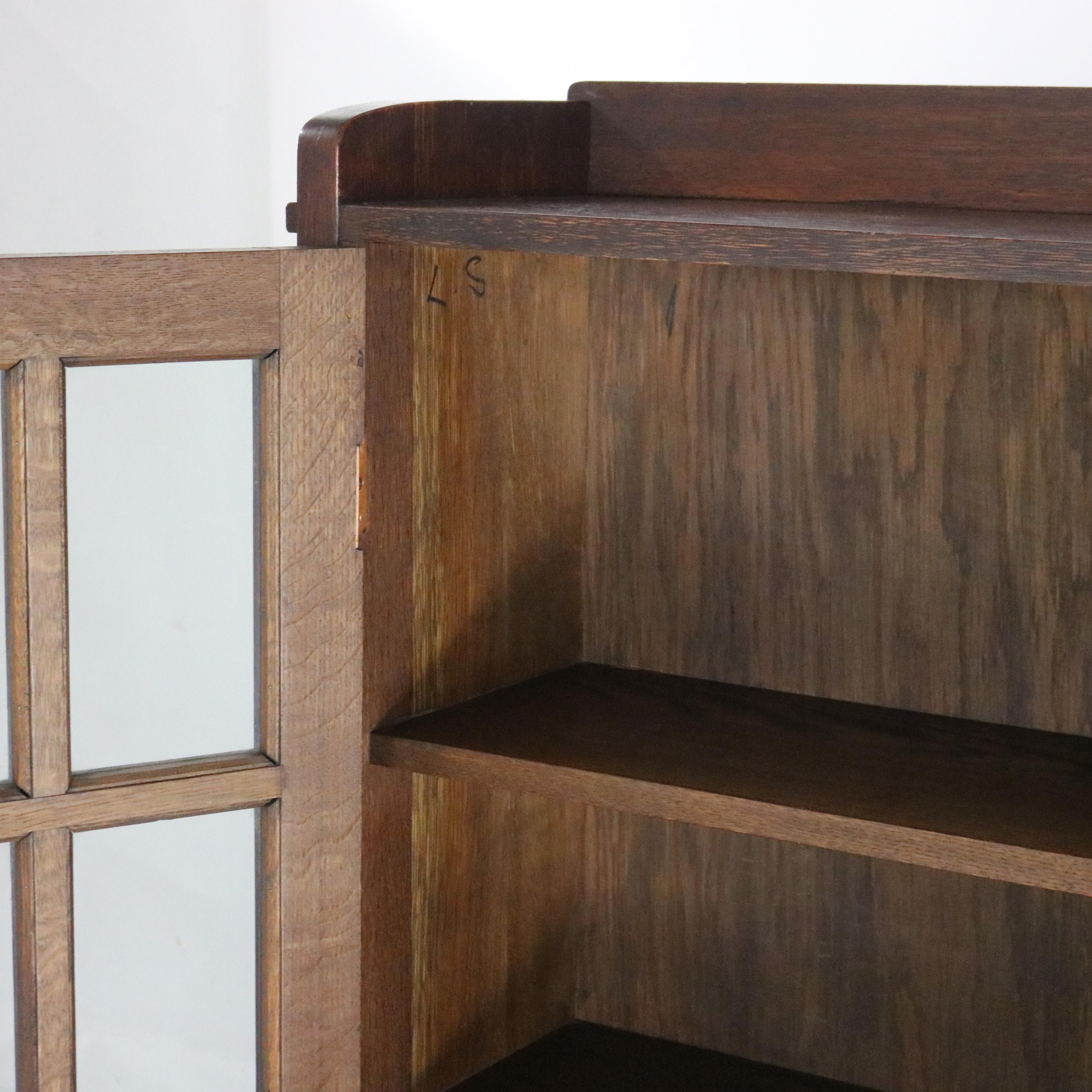 L & JG Stickley Arts and Crafts Mission Oak Three Door Bookcase Signed C1910 4
