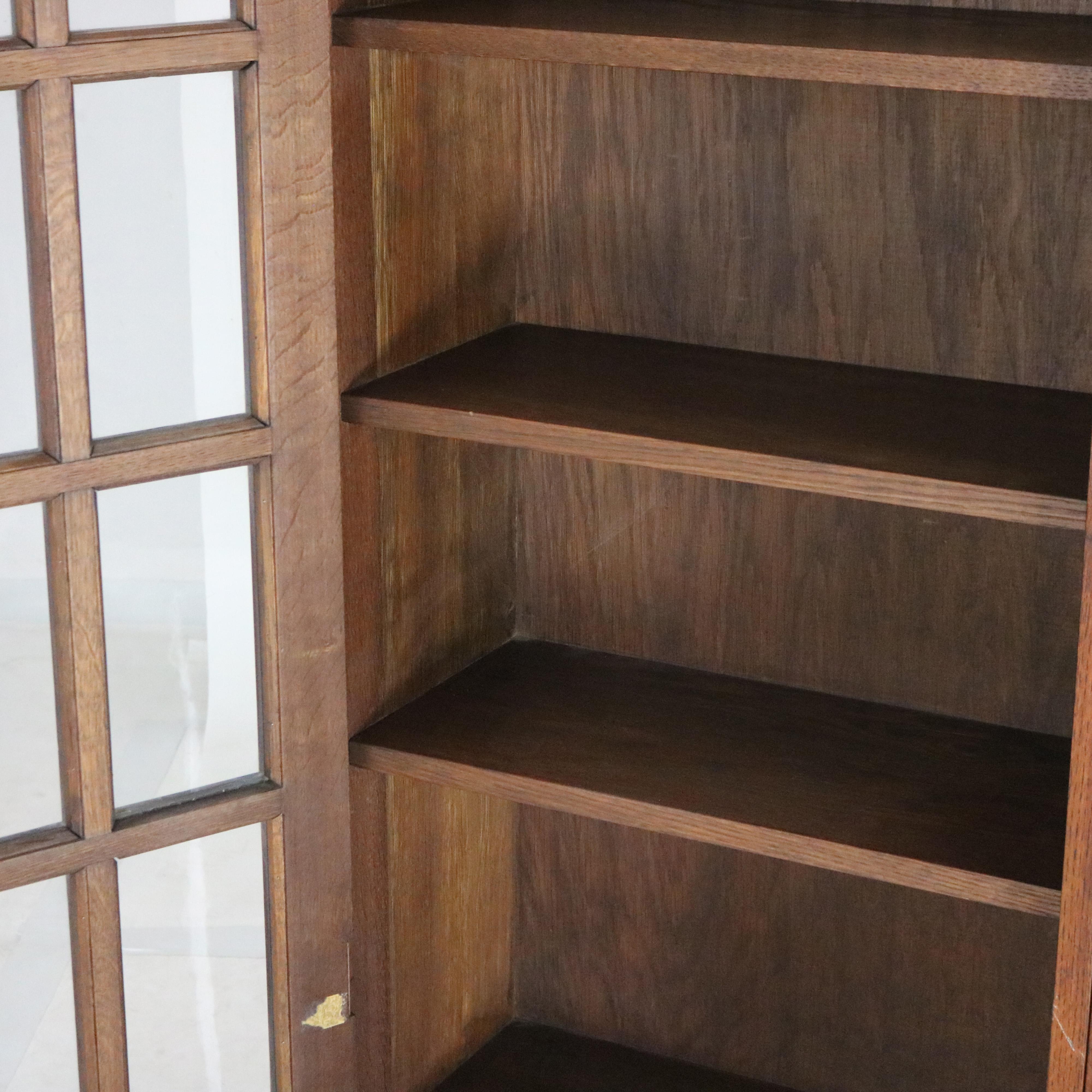 L & JG Stickley Arts and Crafts Mission Oak Three Door Bookcase Signed C1910 5