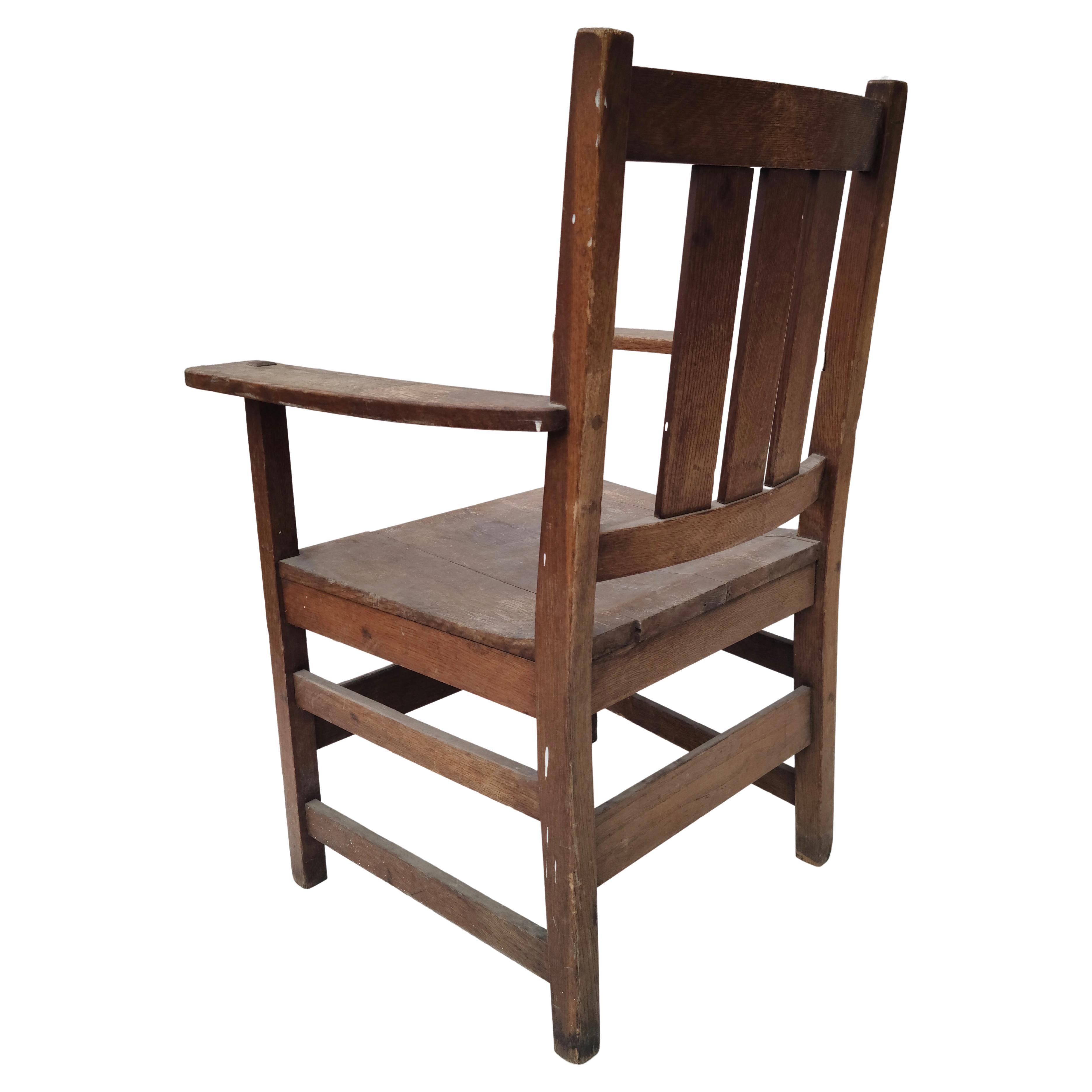 Inizio XX secolo L.L.A. e J.G. Stickley Poltrona del capitano Mission Arts & Crafts