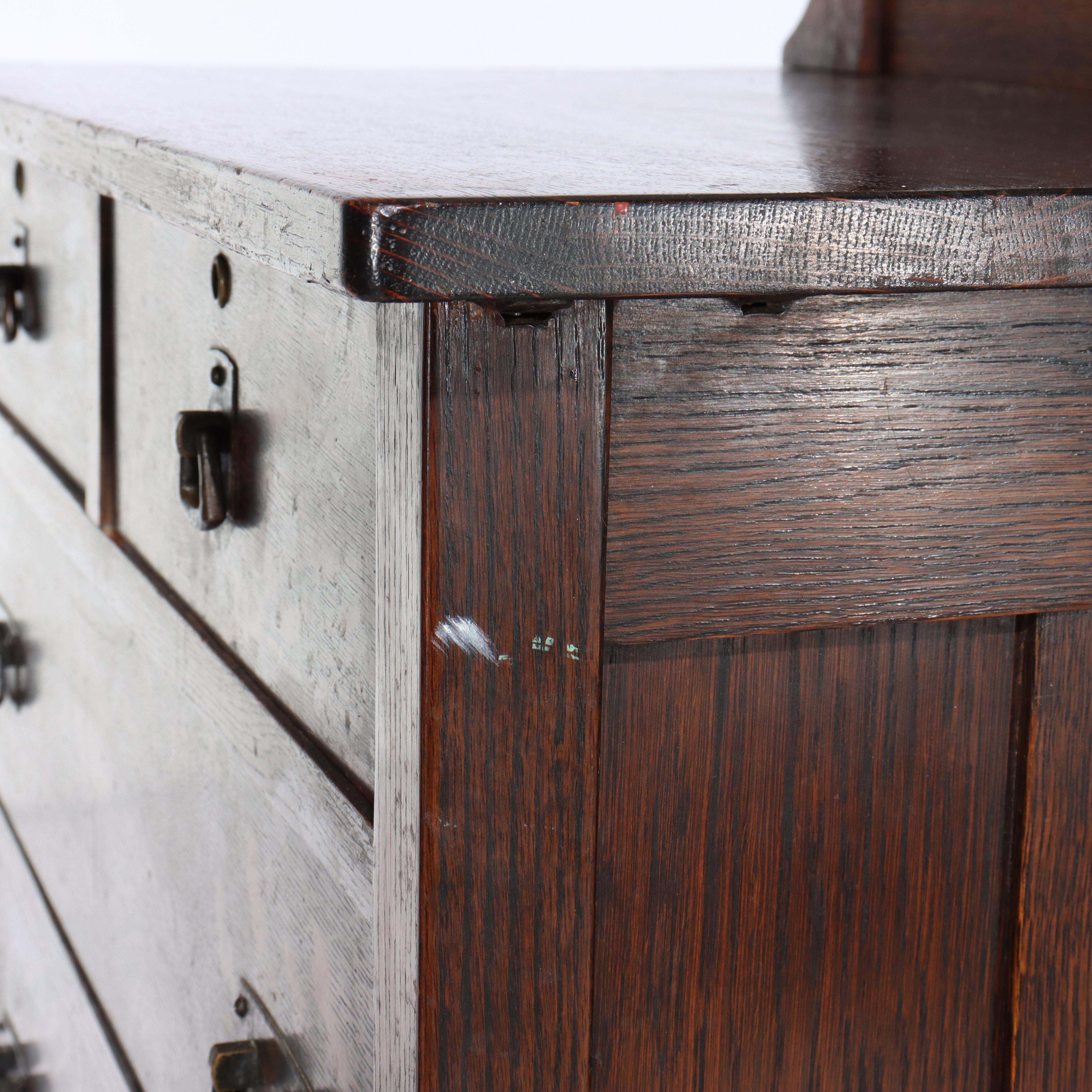 L & JG Stickley Mission Oak 4 Drawer Chest With Mirror Unsigned C1910 For Sale 6