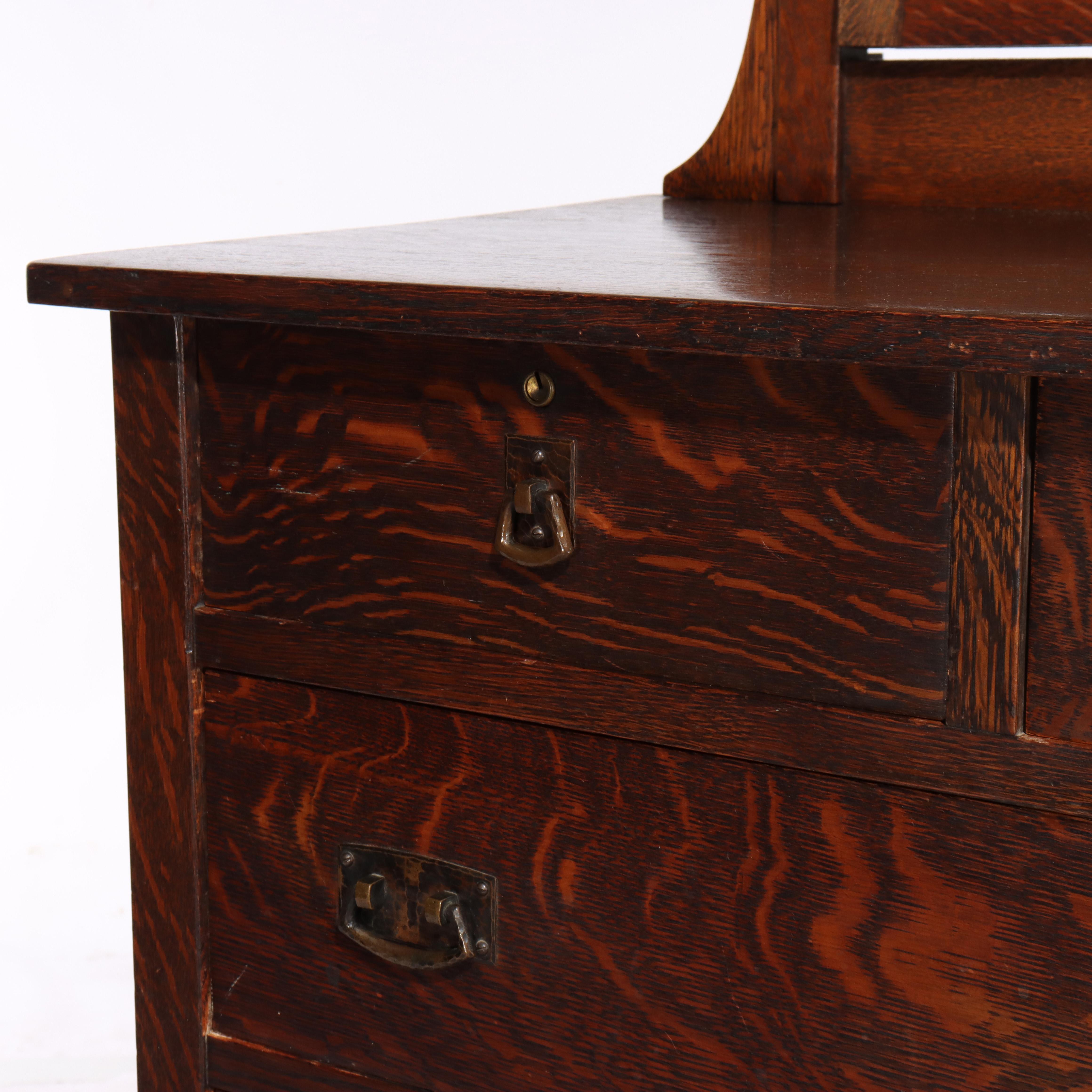 L & JG Stickley Mission Oak 4 Drawer Chest With Mirror Unsigned C1910 For Sale 4