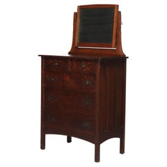 L & JG Stickley Mission Oak 4 Drawer Chest With Mirror Unsigned C1910