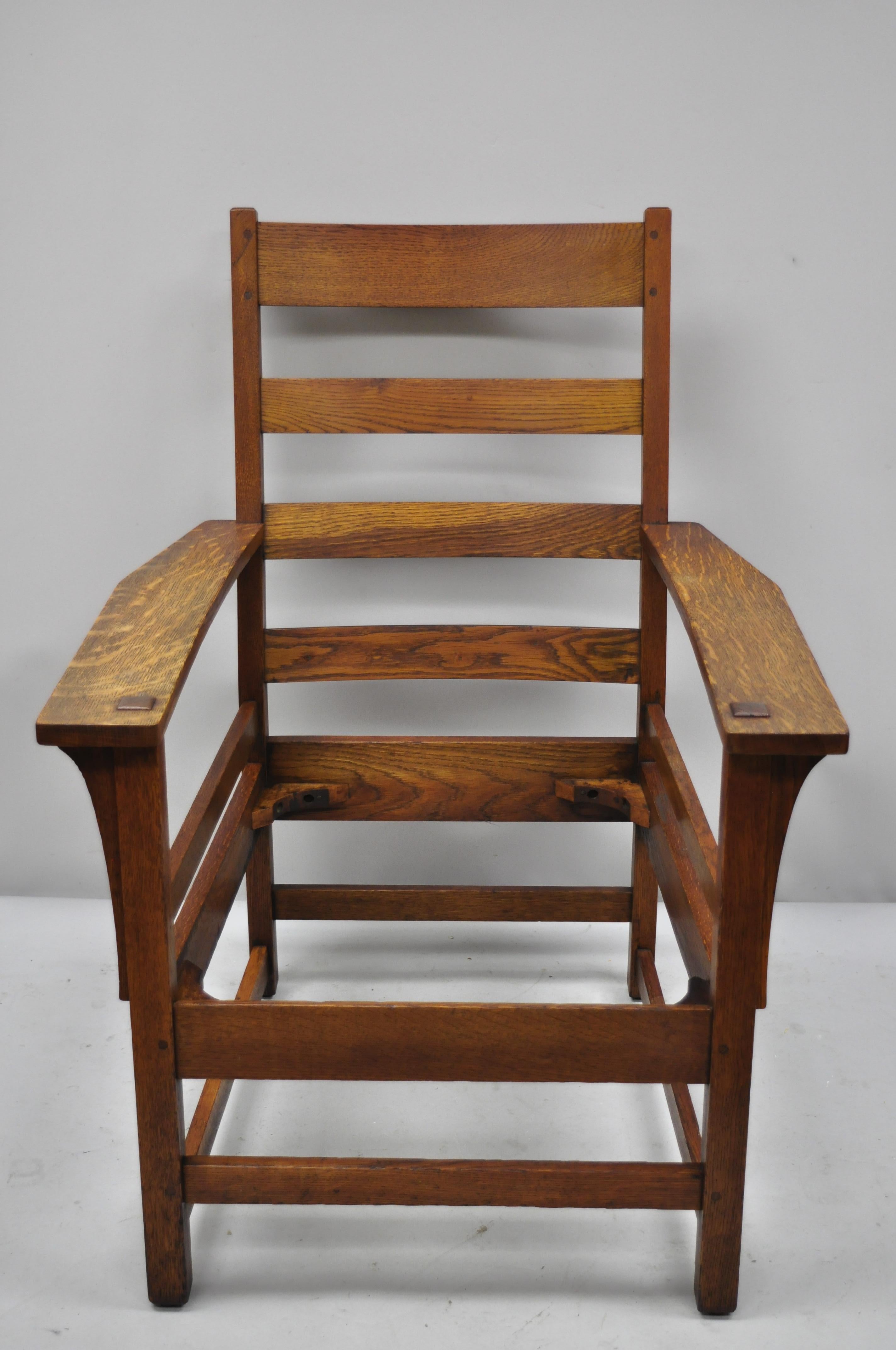 L & JG Stickley Mission Oak Arts & Crafts Armchair Spring Seat Cushion For Sale 3