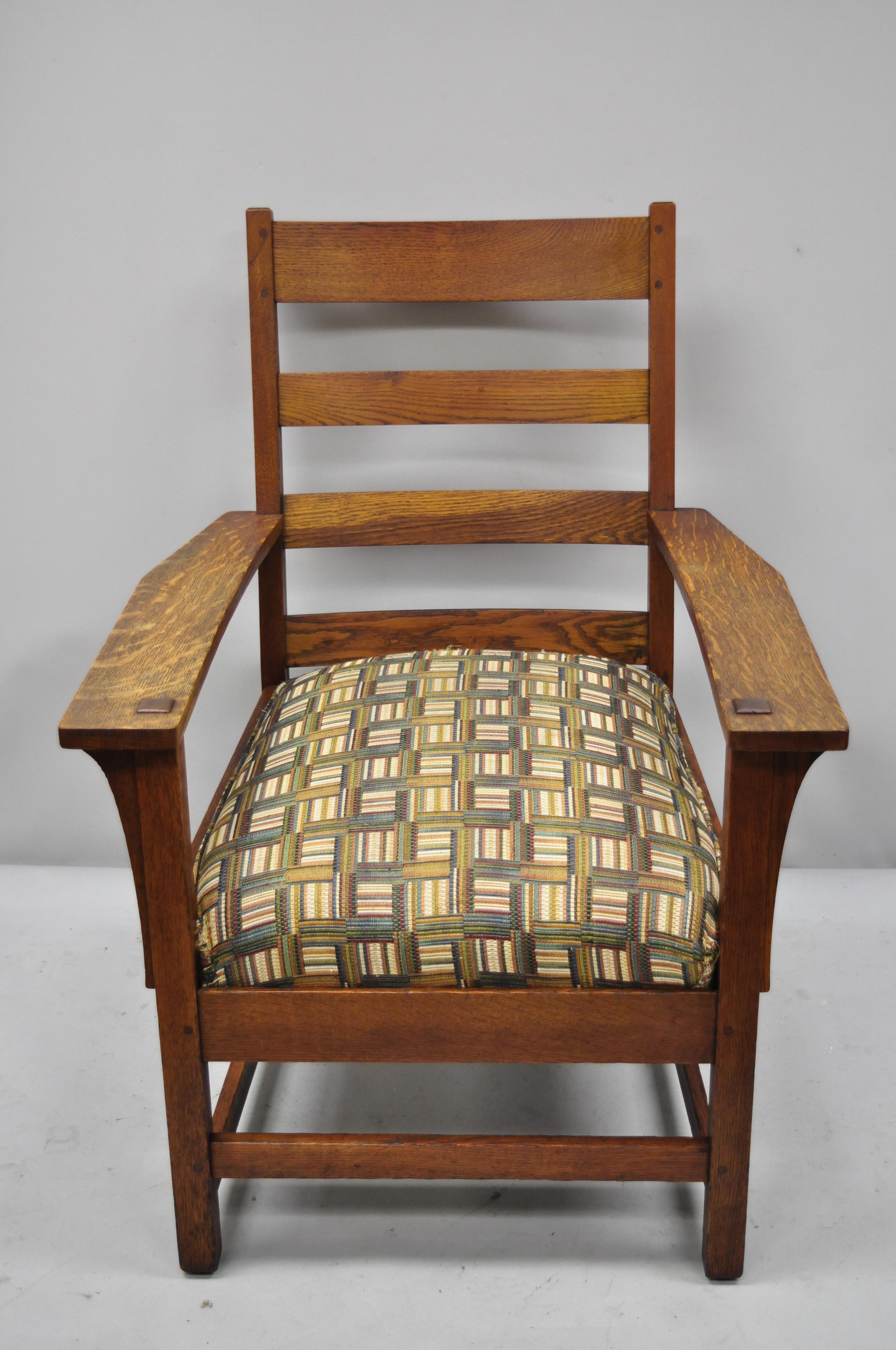L & JG Stickley Mission Oak Arts & Crafts Armchair Spring Seat Cushion (Coussin de siège) Bon état - En vente à Philadelphia, PA