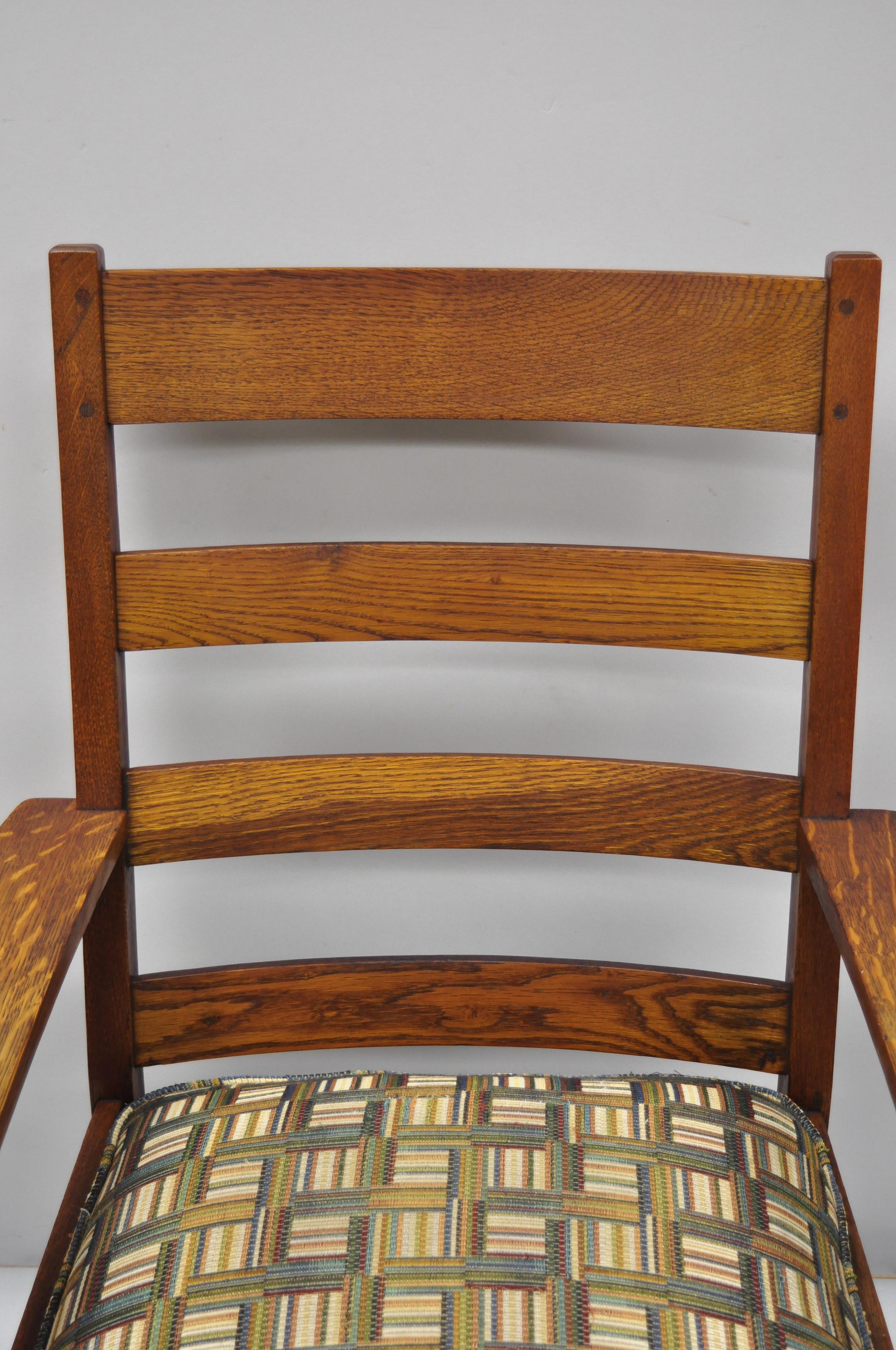 Arts and Crafts L & JG Stickley Mission Oak Arts & Crafts Armchair Spring Seat Cushion For Sale