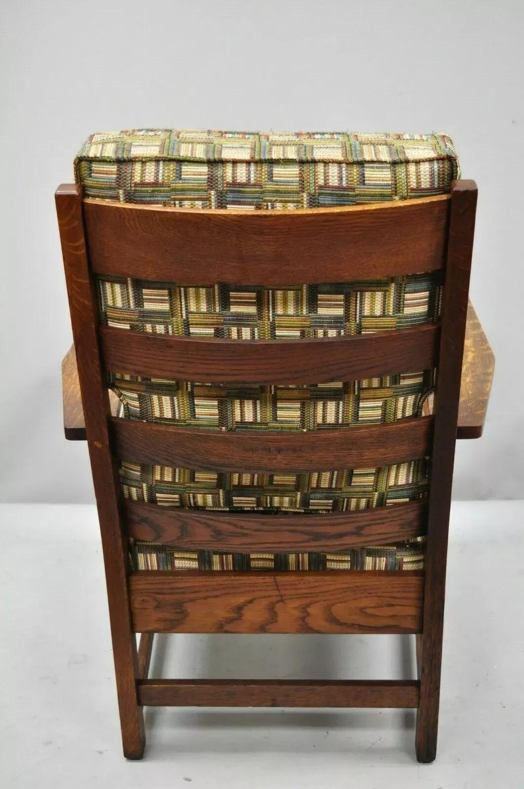 L & JG Stickley Mission Oak Arts & Crafts Lounge Arm Chair Spring Seat Cushion For Sale 4
