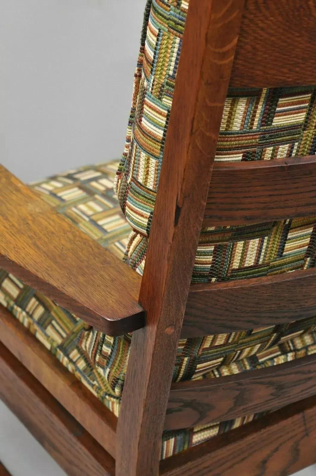 L & JG Stickley Mission Oak Arts & Crafts Lounge Arm Chair Spring Seat Cushion For Sale 5