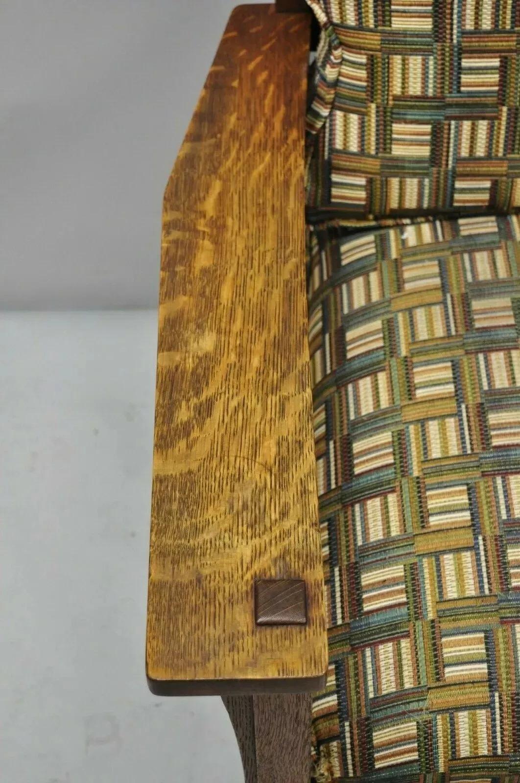 Unknown L & JG Stickley Mission Oak Arts & Crafts Lounge Arm Chair Spring Seat Cushion For Sale