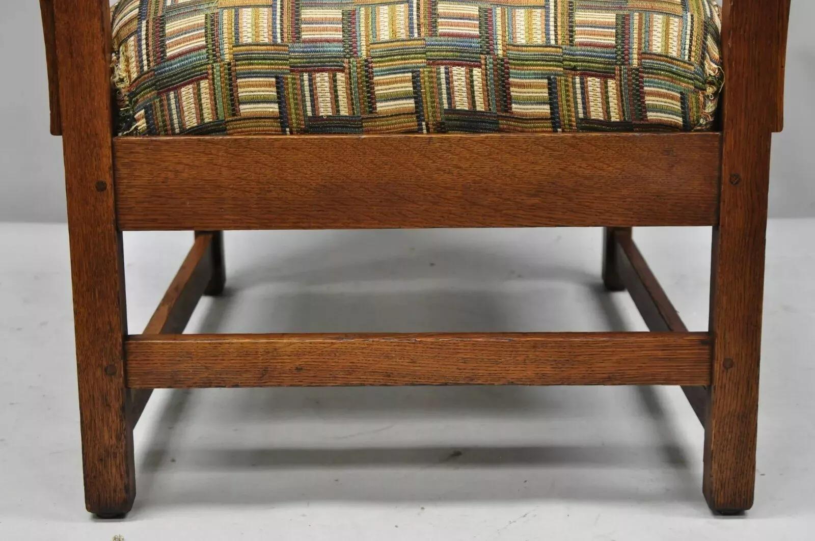 L & JG Stickley Mission Oak Arts & Crafts Lounge Arm Chair Spring Seat Cushion For Sale 2