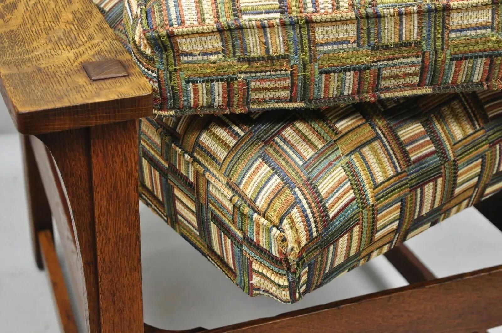 L & JG Stickley Mission Oak Arts & Crafts Lounge Arm Chair Spring Seat Cushion For Sale 3