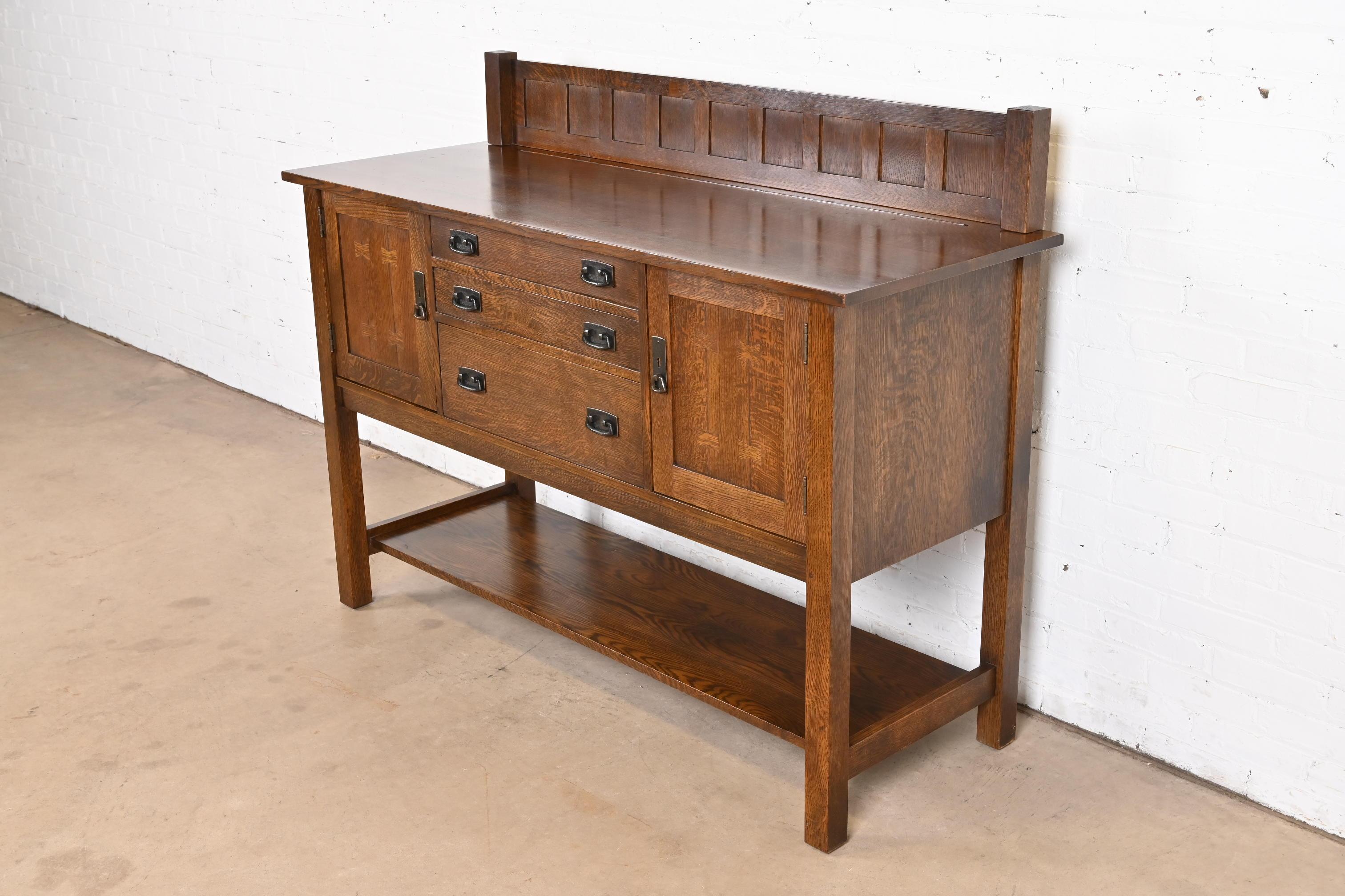 L. & J.G. Stickley Mission Oak Arts & Crafts Sideboard In Good Condition In South Bend, IN