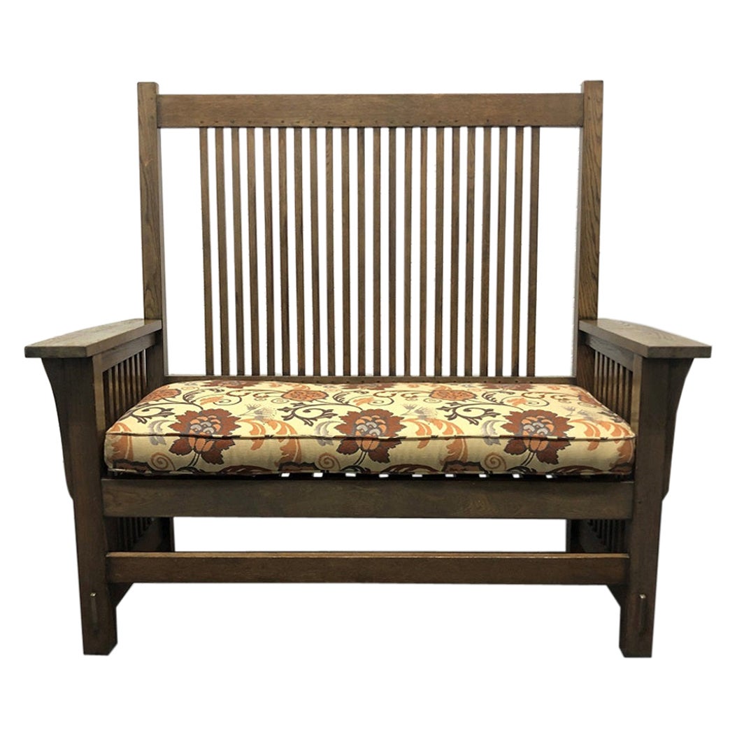 L & J.G. Stickley Oak Arts and Crafts Mission Bench