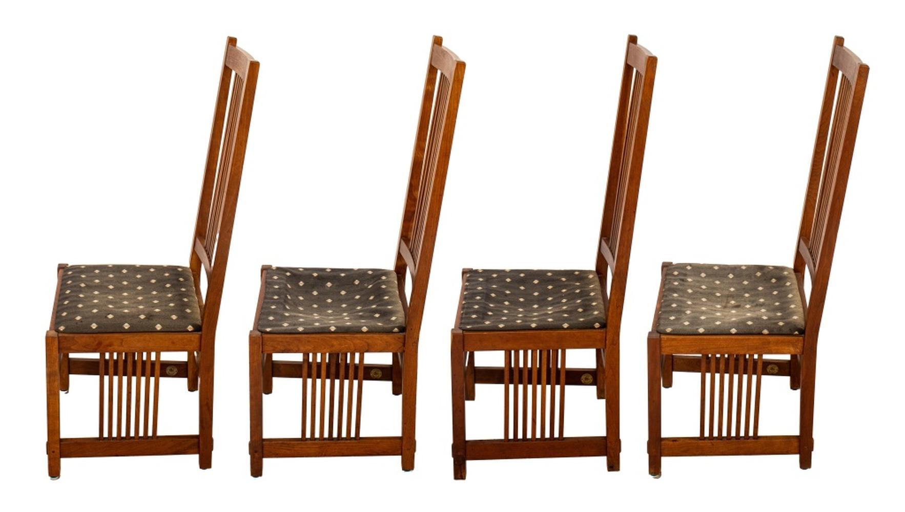 Arts and Crafts L. & J.G. Stickley Oak Dining Chairs, 6