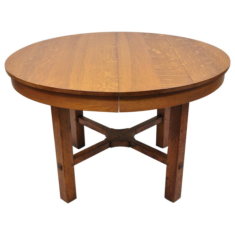 L and J.G. Stickley Round Dining Table Mission Oak Arts and Crafts 2