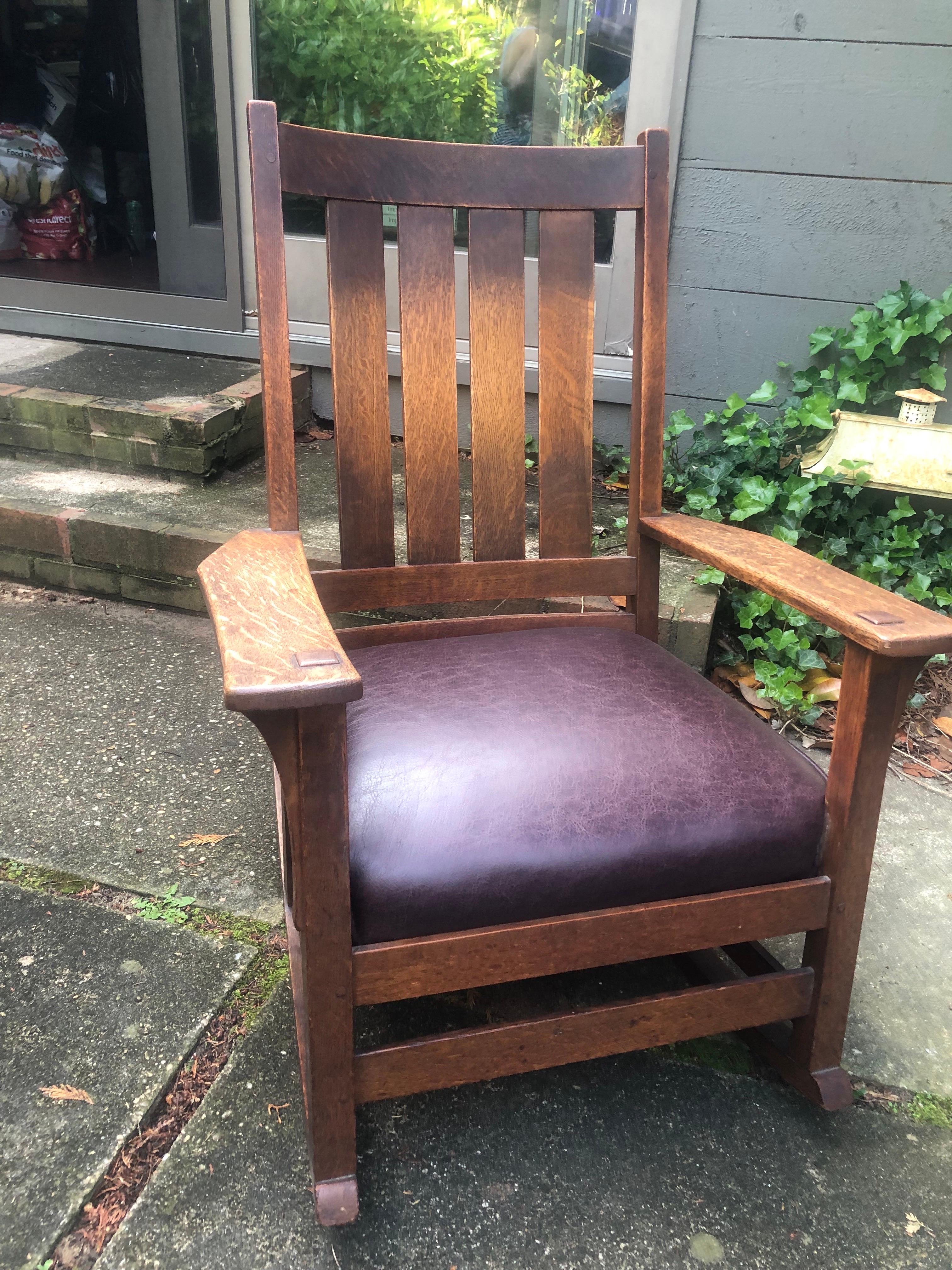 L. & J.G Stickley Signed 1900 Rocking Chair For Sale 3