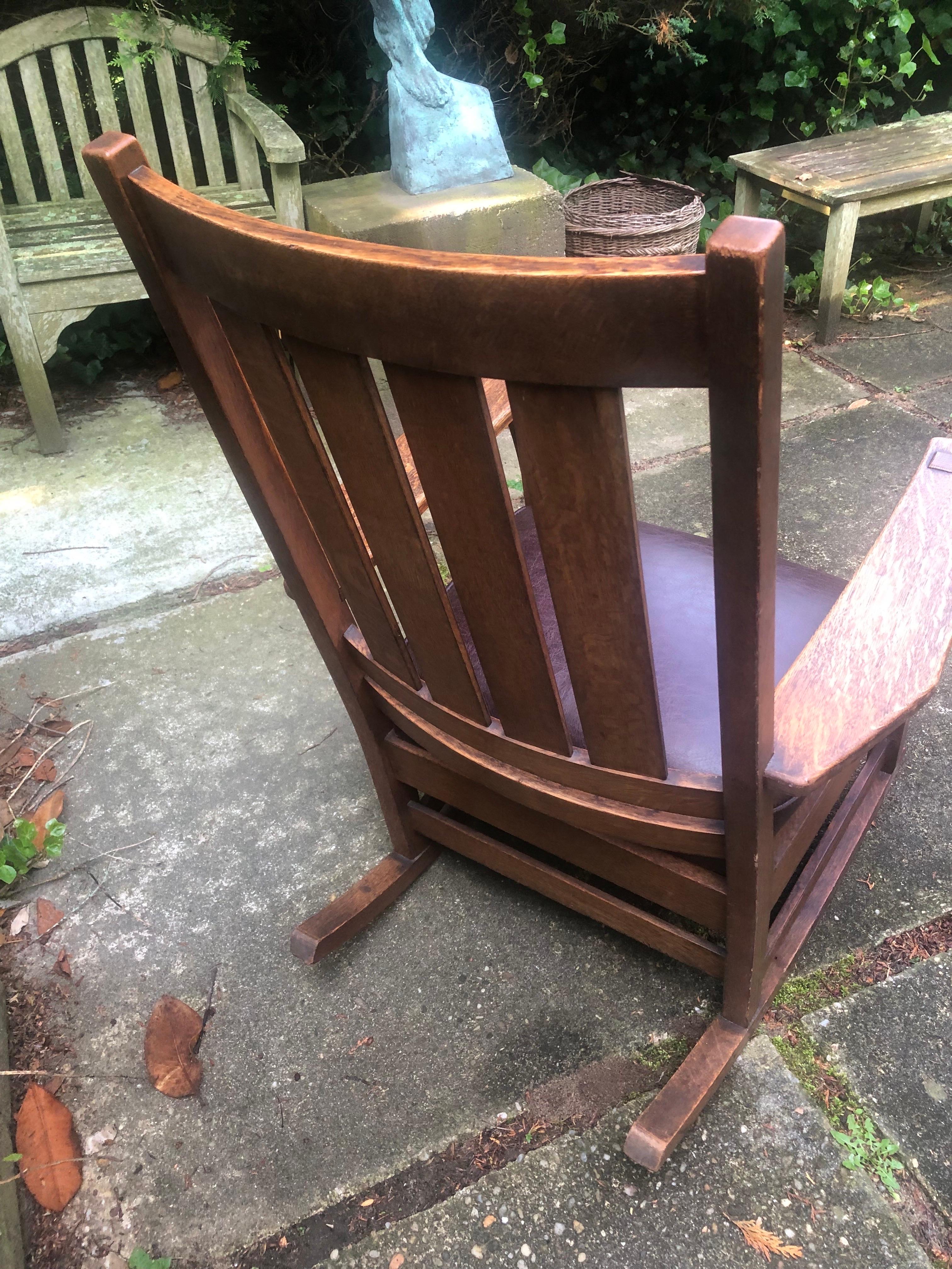 L. & J. G Stickley Signed 1900 Missiom Oak Rocking Chair in Original Not Restoted Condition.. Very Good Condition with No
Issues