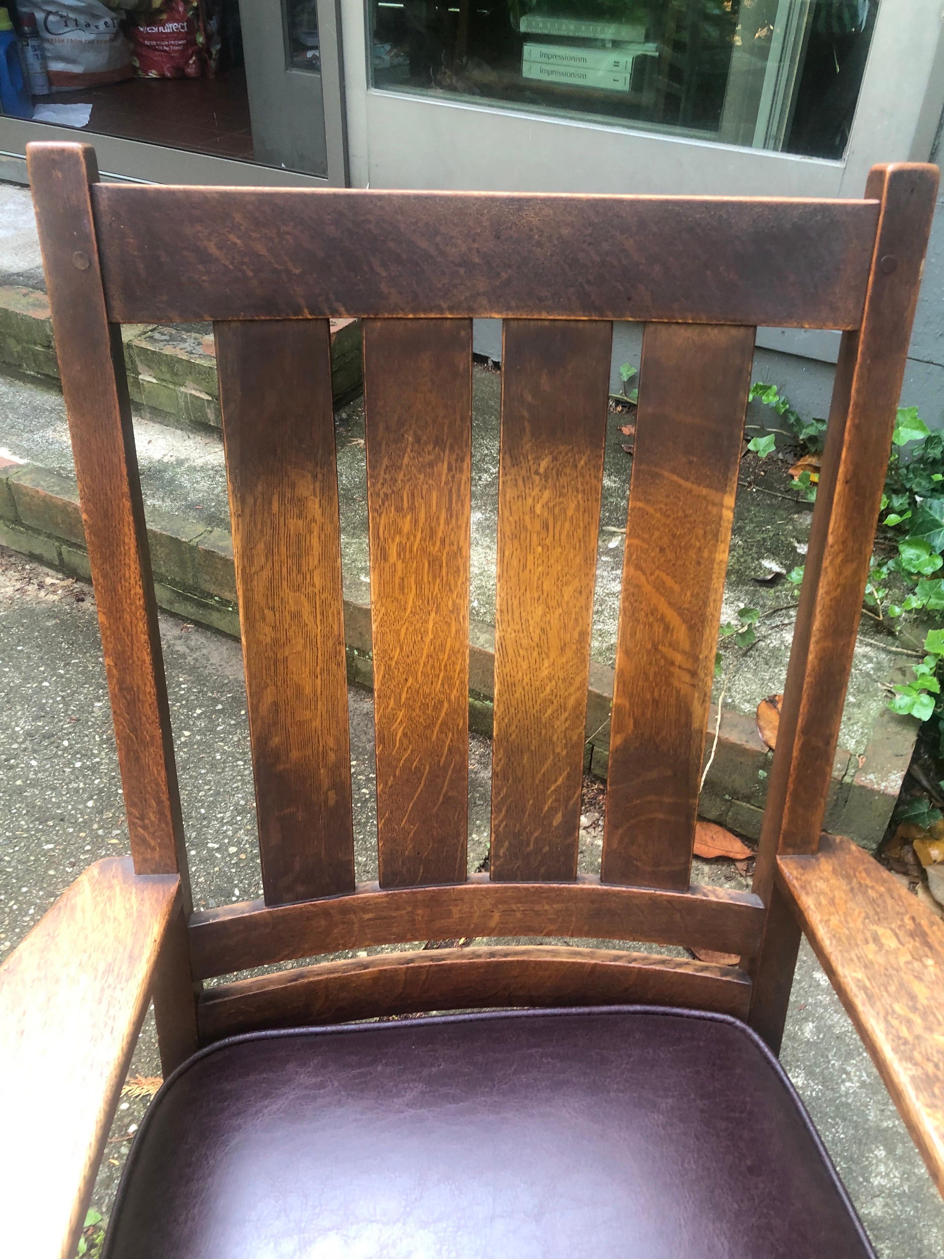 American L. & J.G Stickley Signed 1900 Rocking Chair For Sale