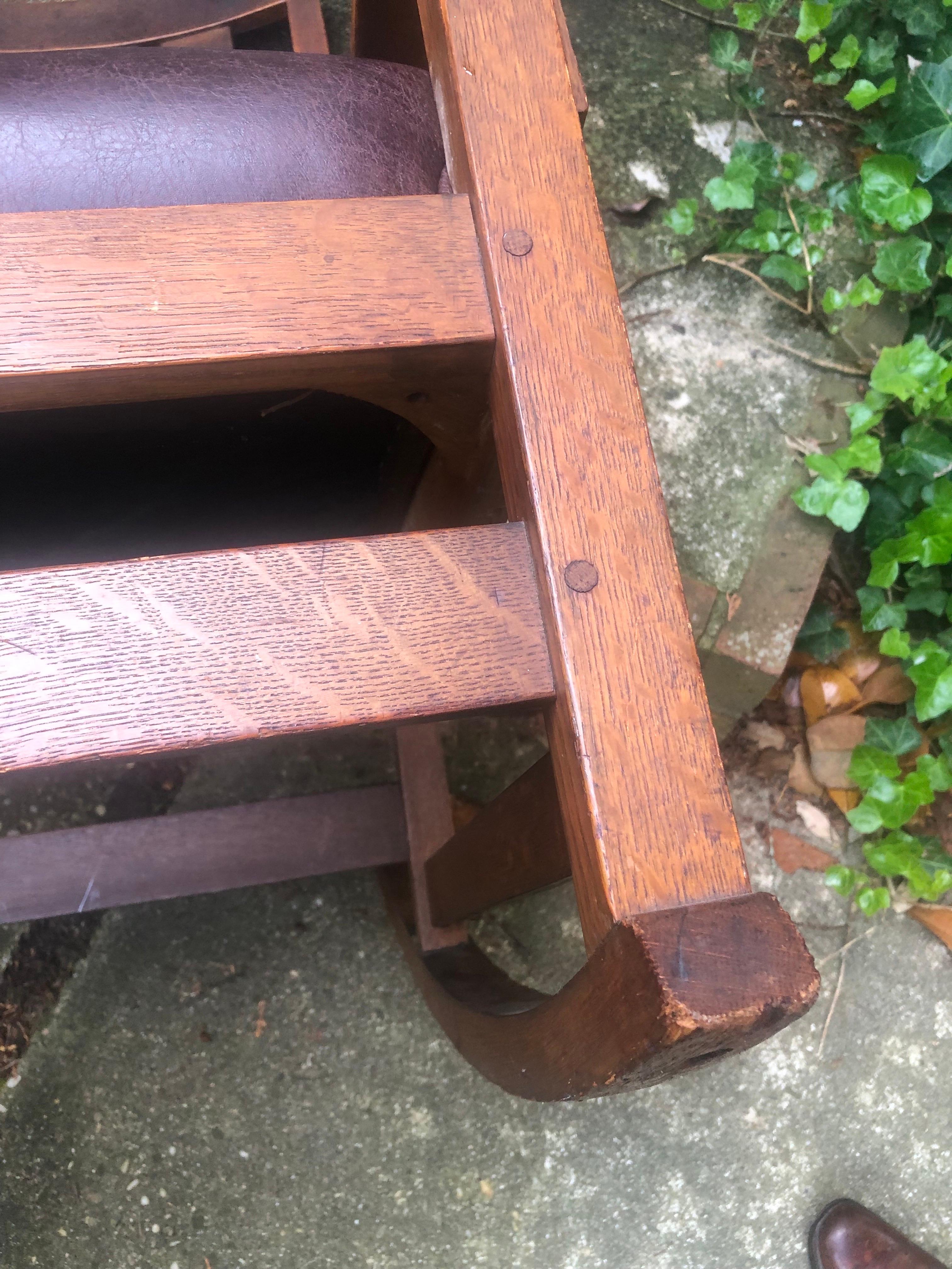 Upholstery L. & J.G Stickley Signed 1900 Rocking Chair For Sale