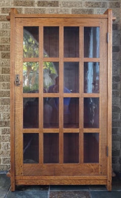 L & JG Stickley Single Door Oak Bookcase