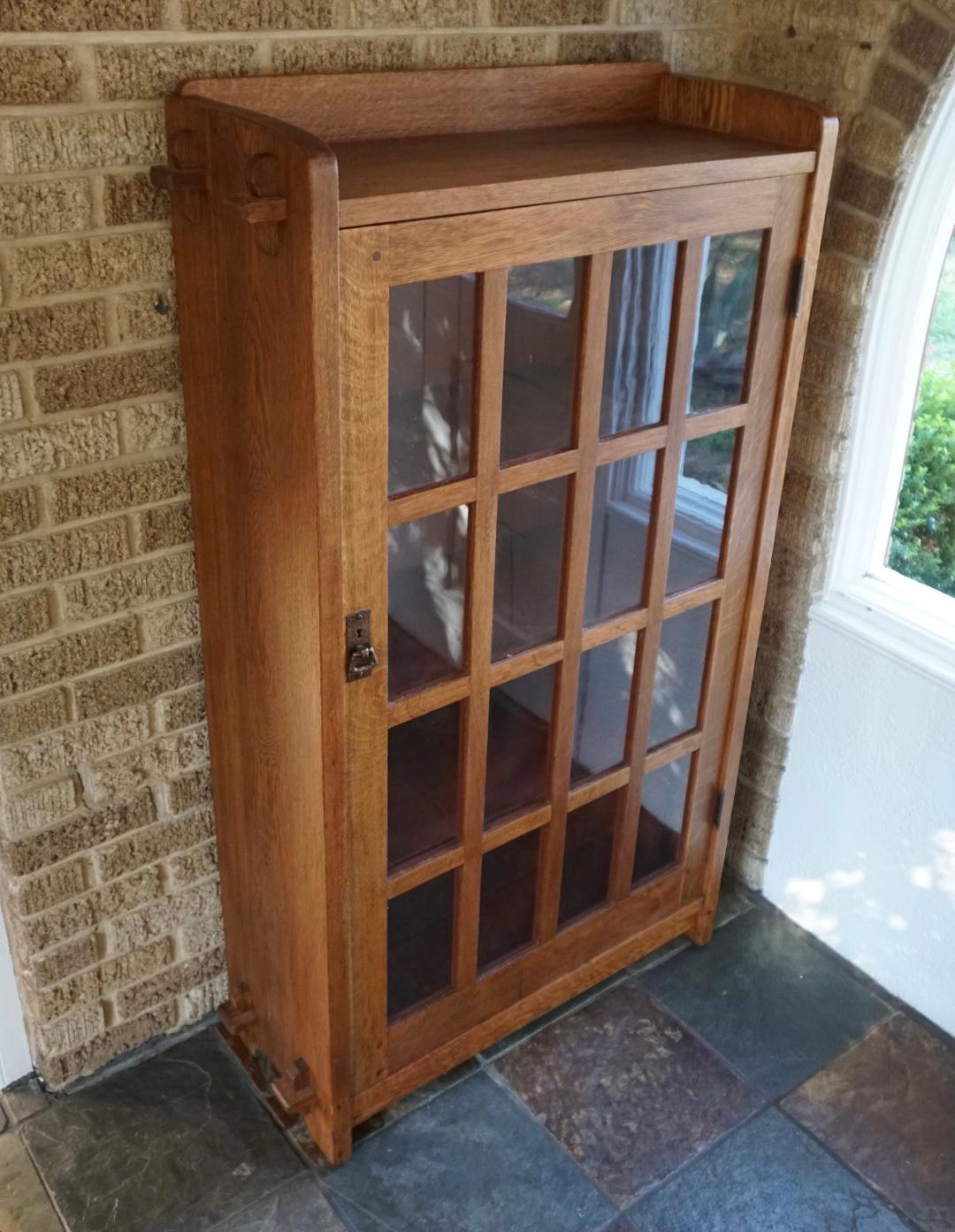 American L & JG Stickley Single Door Oak Bookcase For Sale