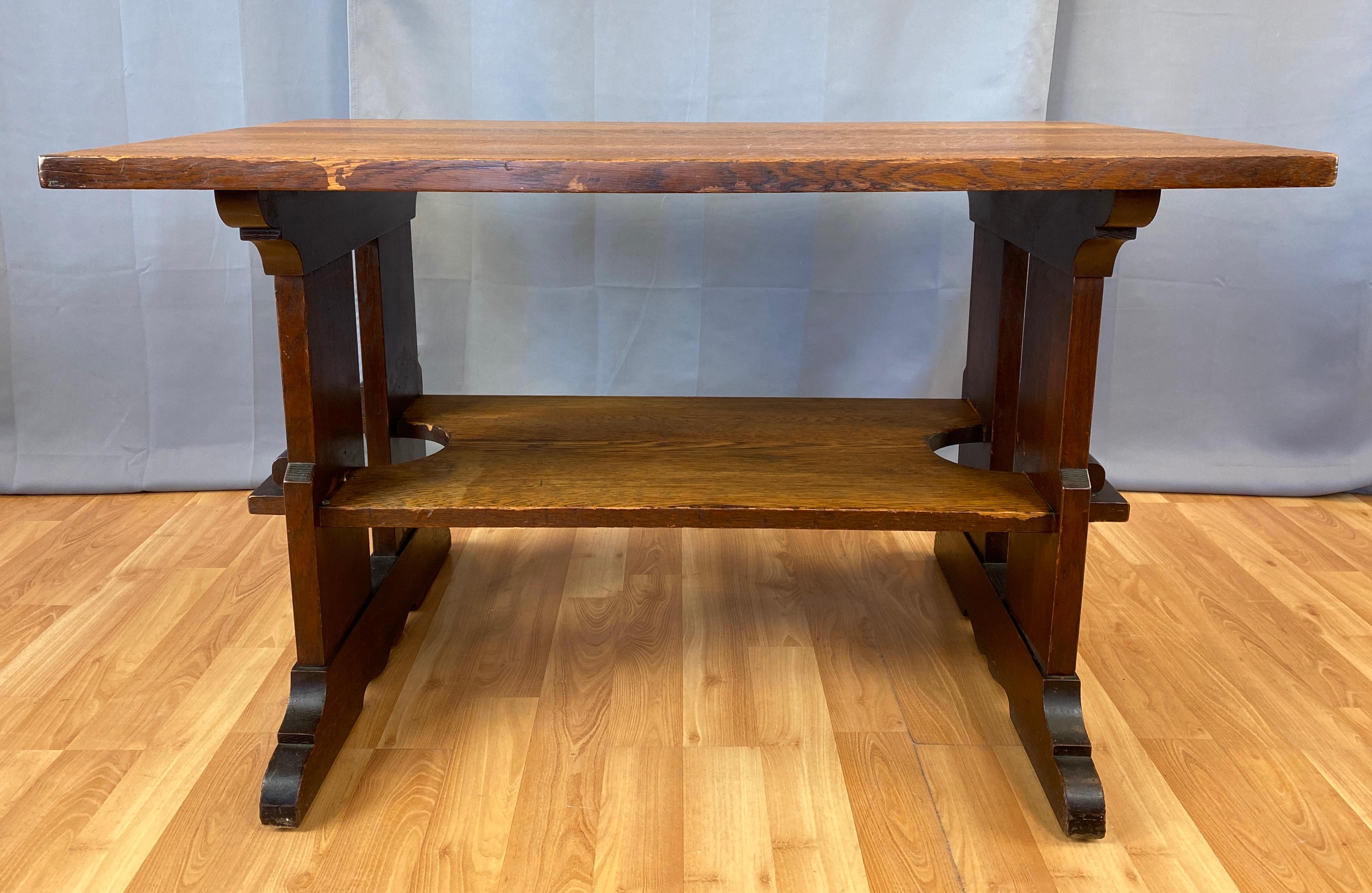 L & J.G. Stickley Trestle Library Table 1