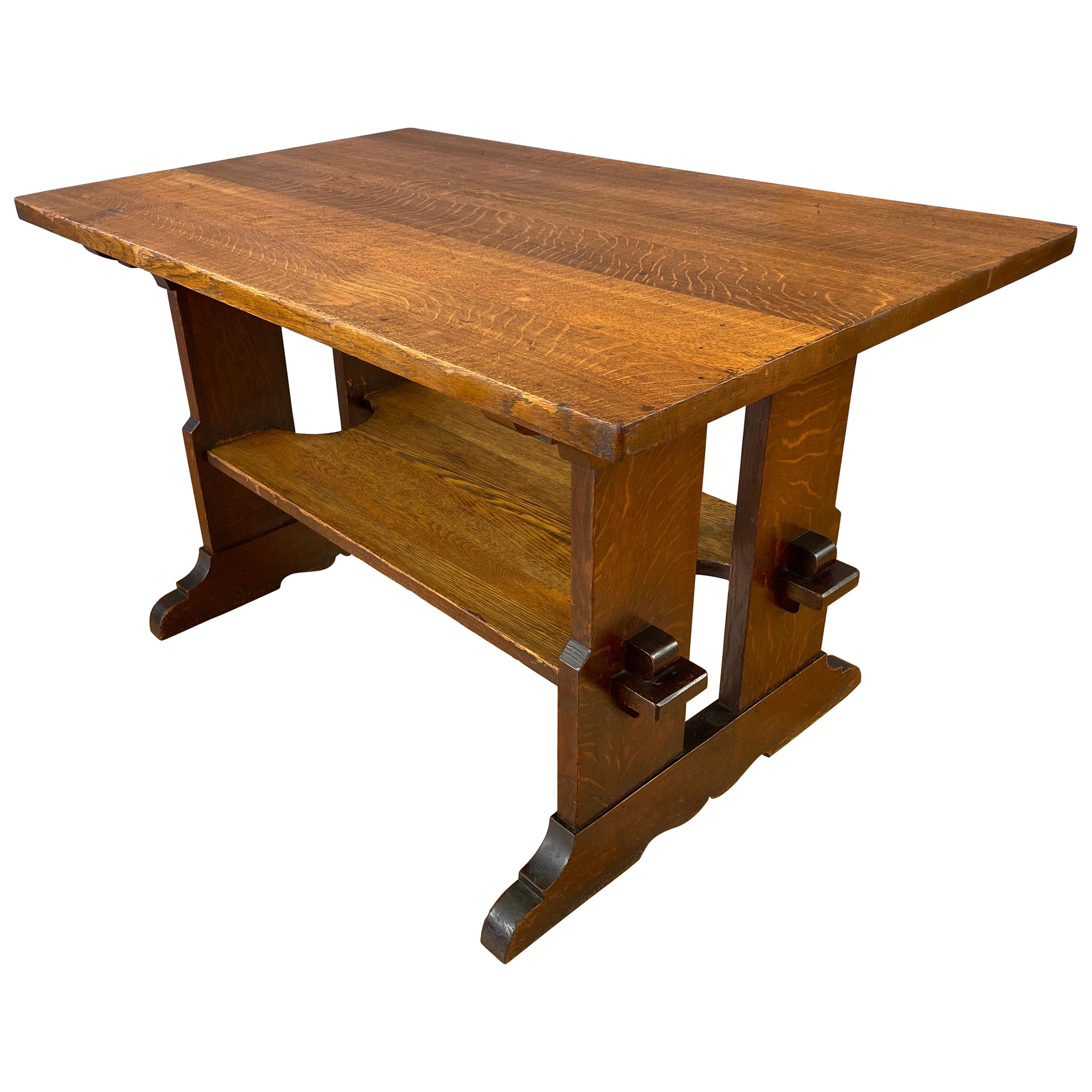 L & J.G. Stickley Trestle Library Table