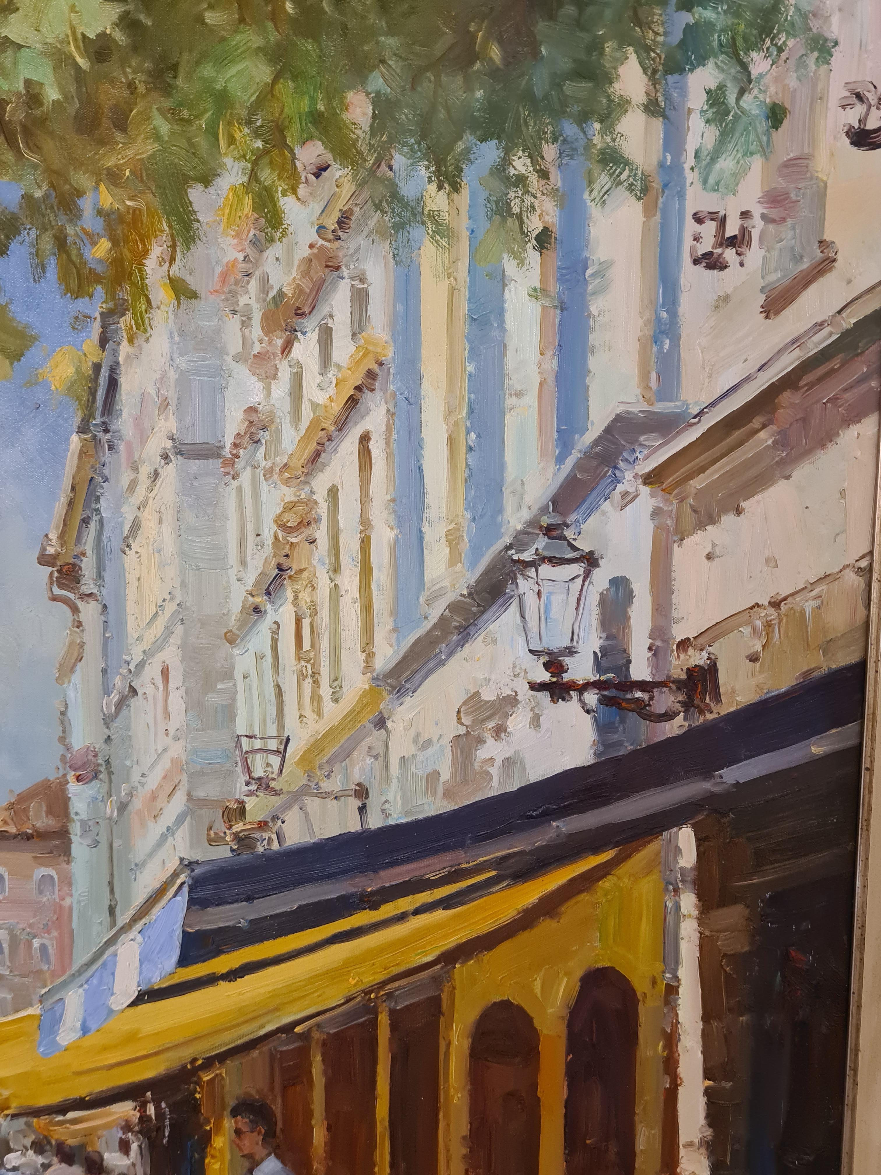 Les Ruelles de Paris, Large Scale Oil Painting of a Parisian Café Street Scene 1