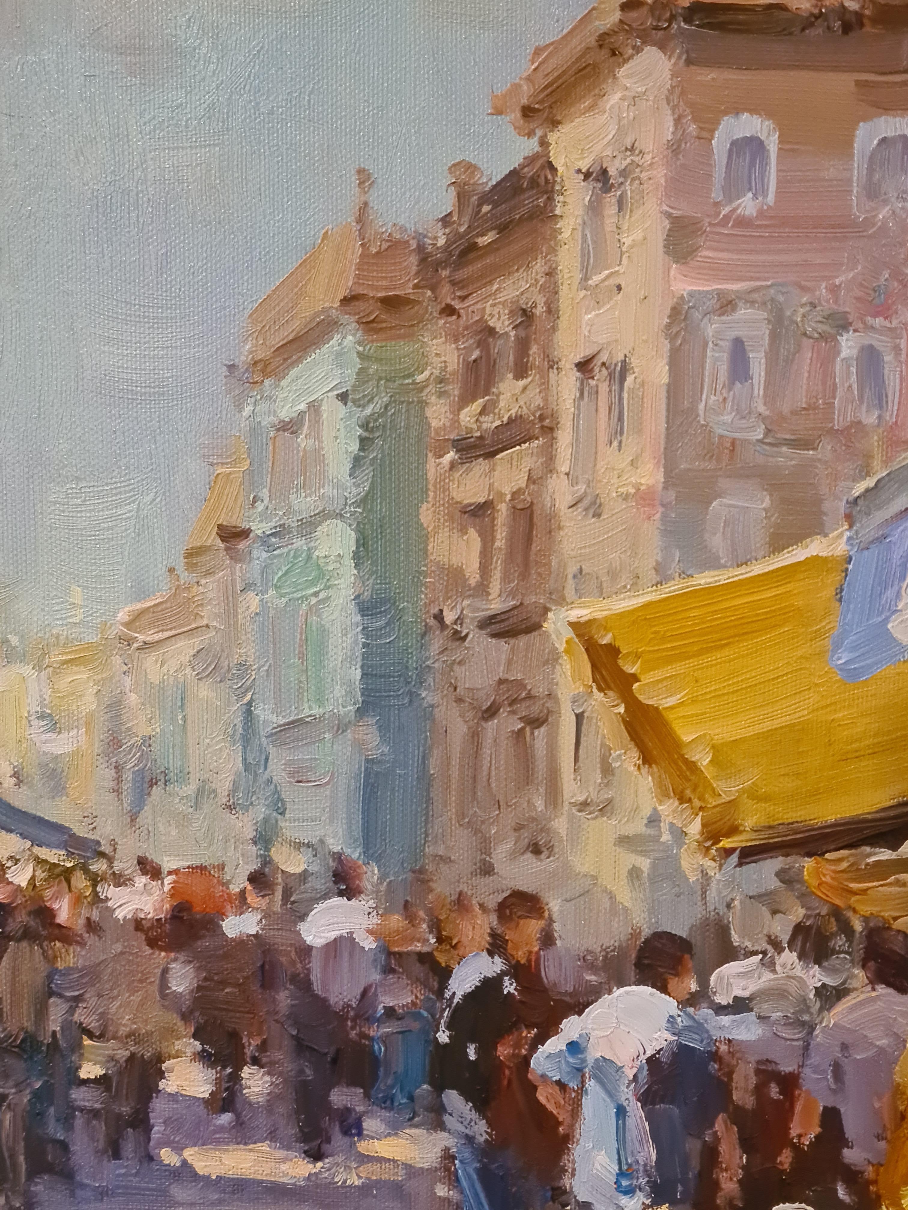 Les Ruelles de Paris, Large Scale Oil Painting of a Parisian Café Street Scene 3