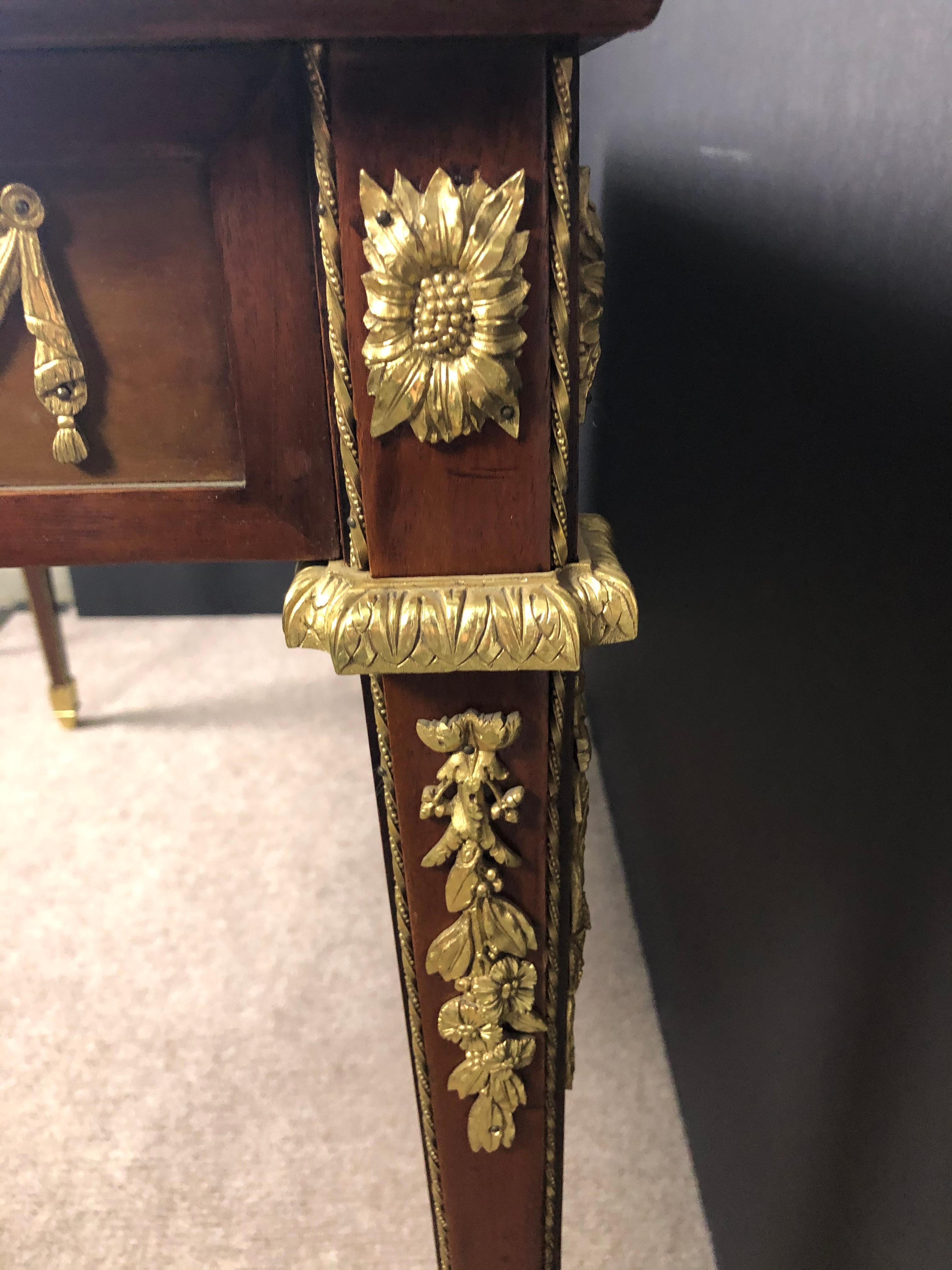 Signed Louis XVI Green Marble-Top Doré Bronze Mounted Desk 5