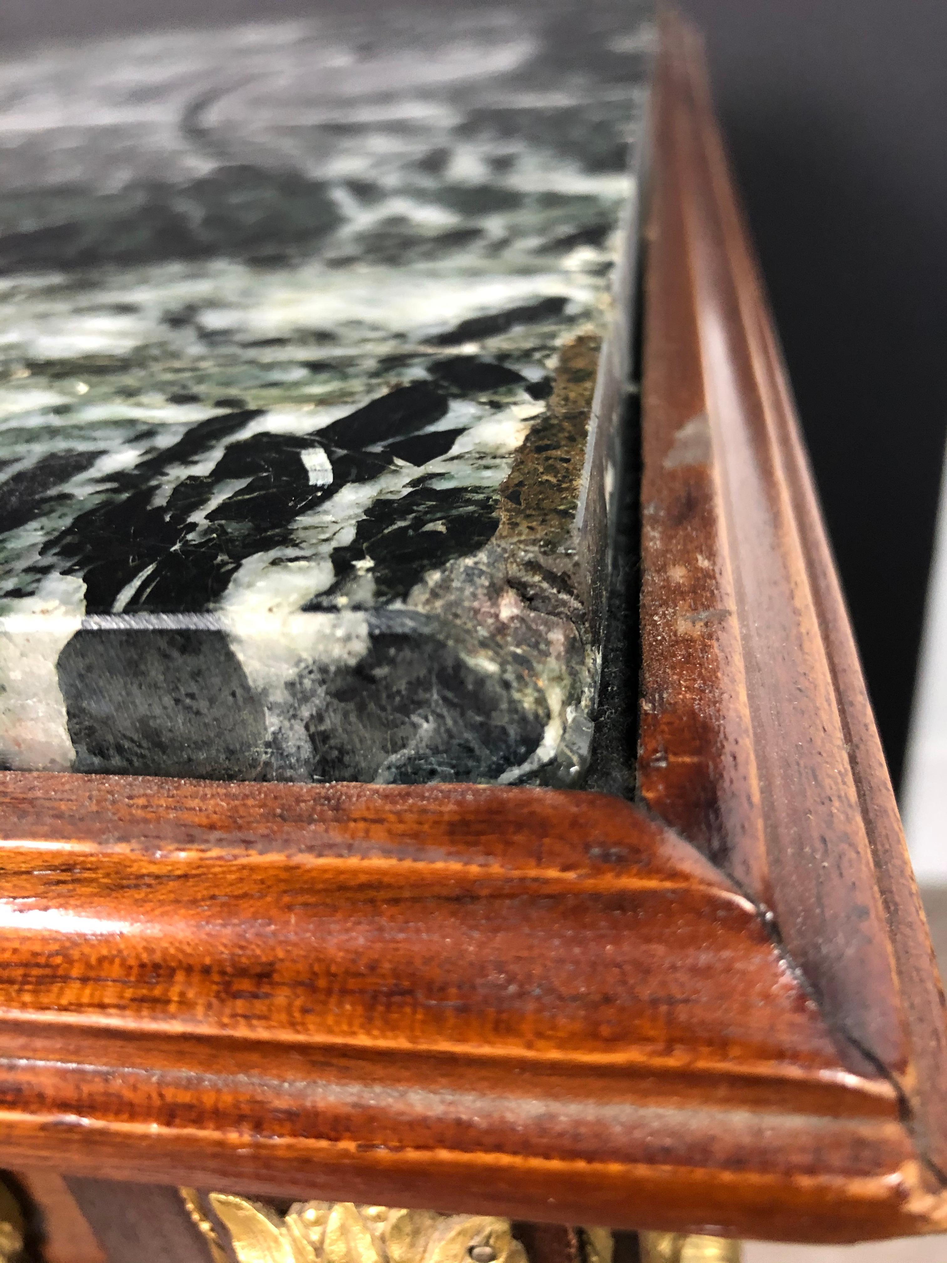 Signed Louis XVI Green Marble-Top Doré Bronze Mounted Desk 7