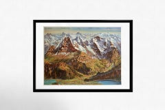 Circa 1950 original illustrated map "Carte des Montagnes Suisses"