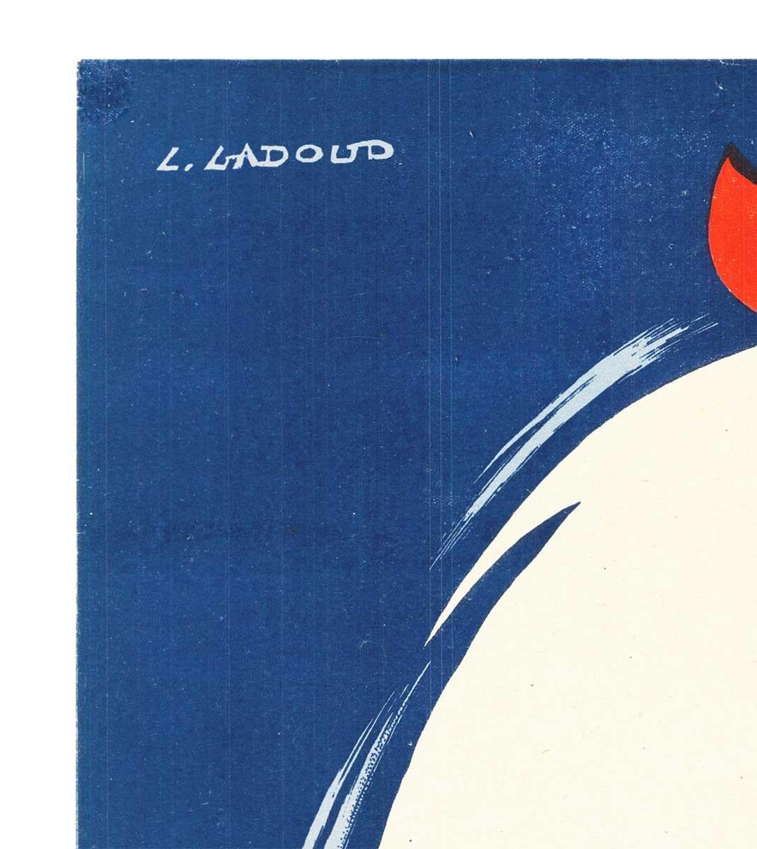 Original 1942 Pour L'An II COMPAGNONS  Cartel francés vintage Gallo - Print Azul de L. Ladoud