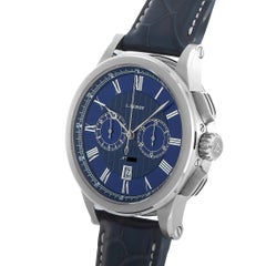 L. Leroy Marine Chronographe White Gold Blue Dial Watch LL202