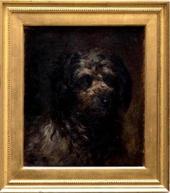 Portrait of a Terrier - 19th Century English Oil on Canvas Antique Dog Painting