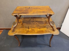 L. Majorelle Marquetry Art Nouveau Tea Table, Serving Table, France, Signed