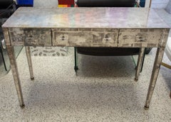 L. Marchand Eglomise Art Deco Mirrored Desk/Table/Vanity