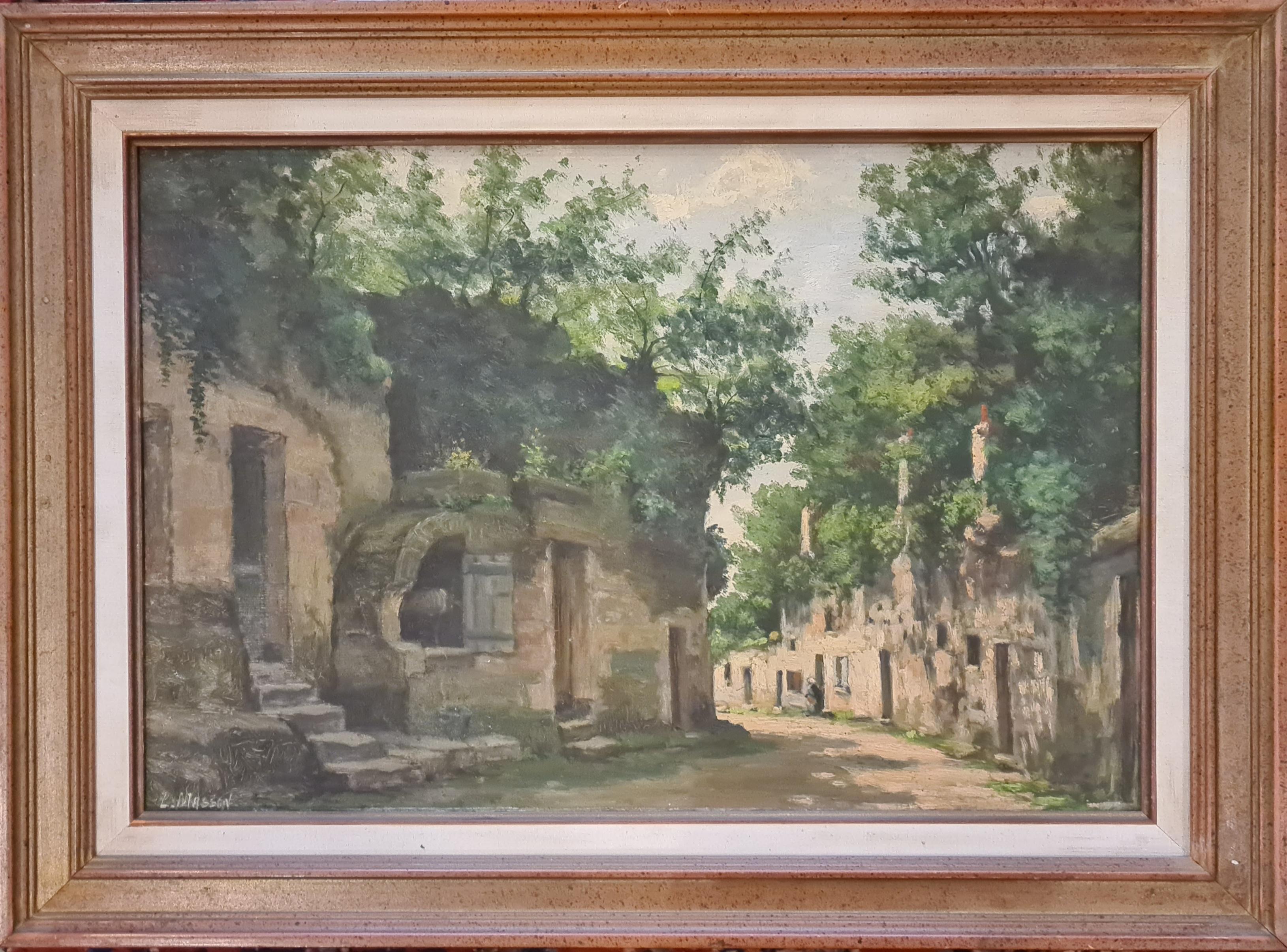 Le Puits, The Water Well Amidst Romantic Ruins - Painting by L. Masson