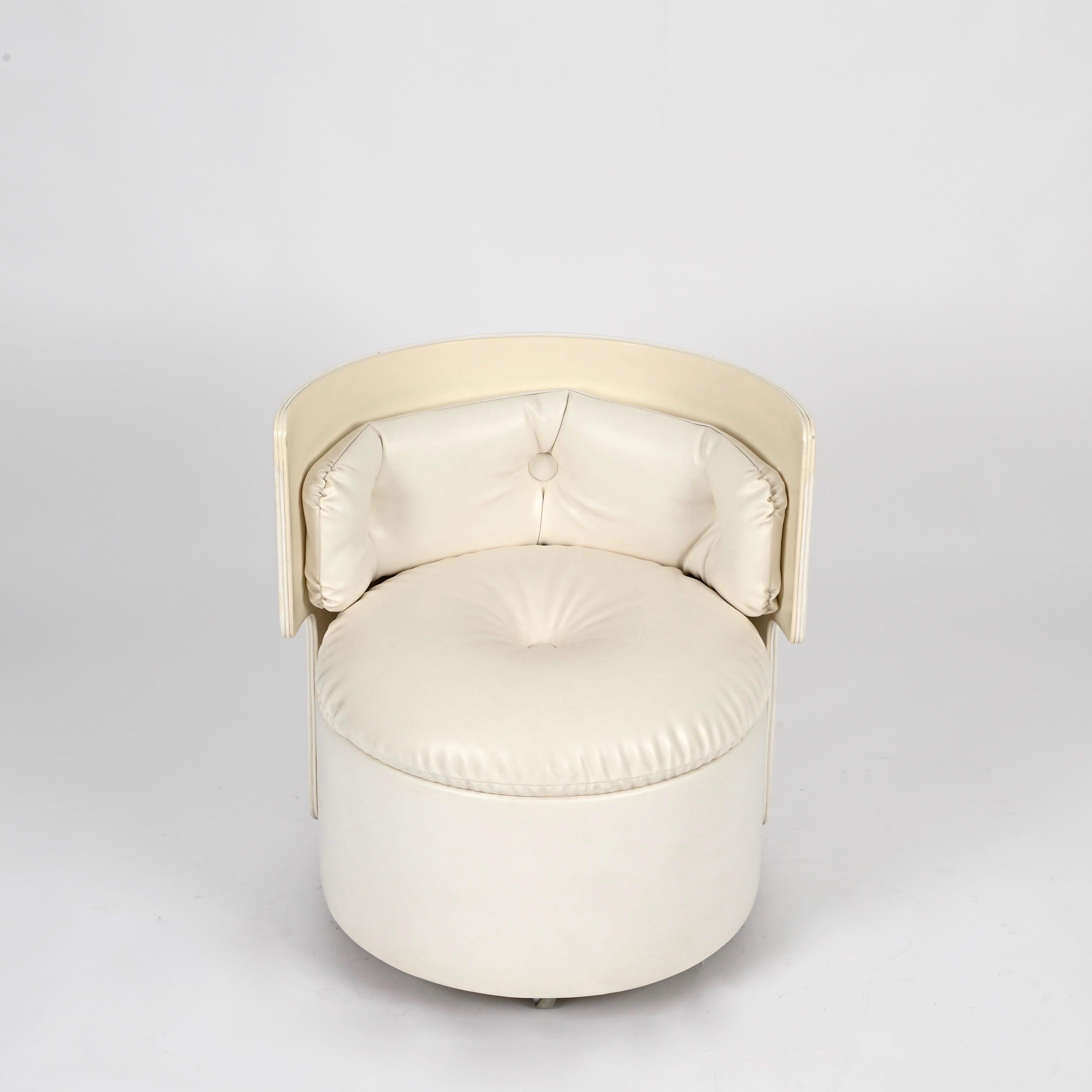 L. Massoni Dilly Dally White Leather Vanity Table by Poltrona Frau, Italy 1960s in vendita 2