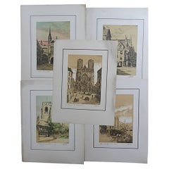 L. Meslay Color Etchings England & France early 20th. Century Made in France