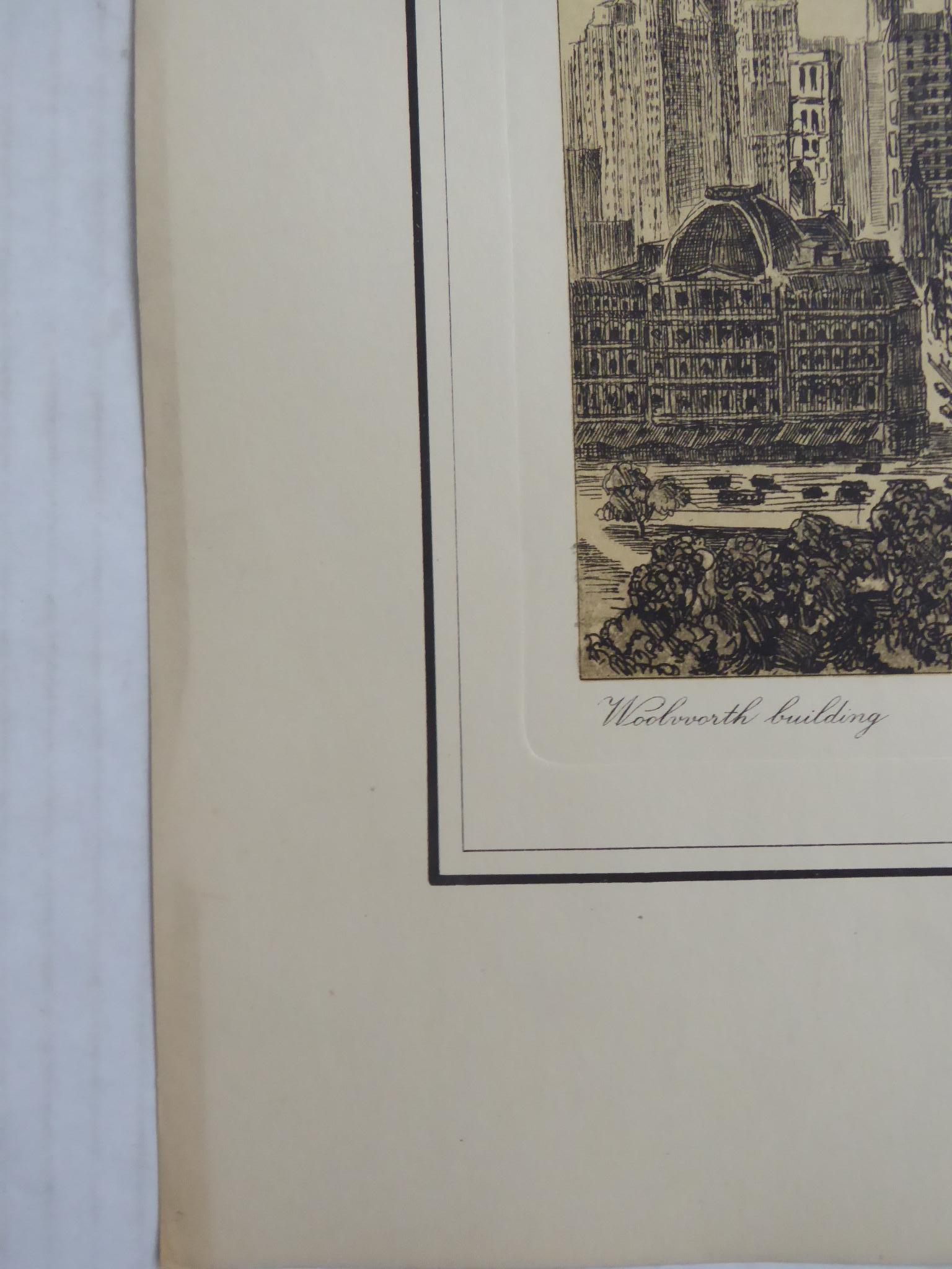L. Meslay Group 4 French Etchings early 20th C. New York City & Washington D.C. en vente 4