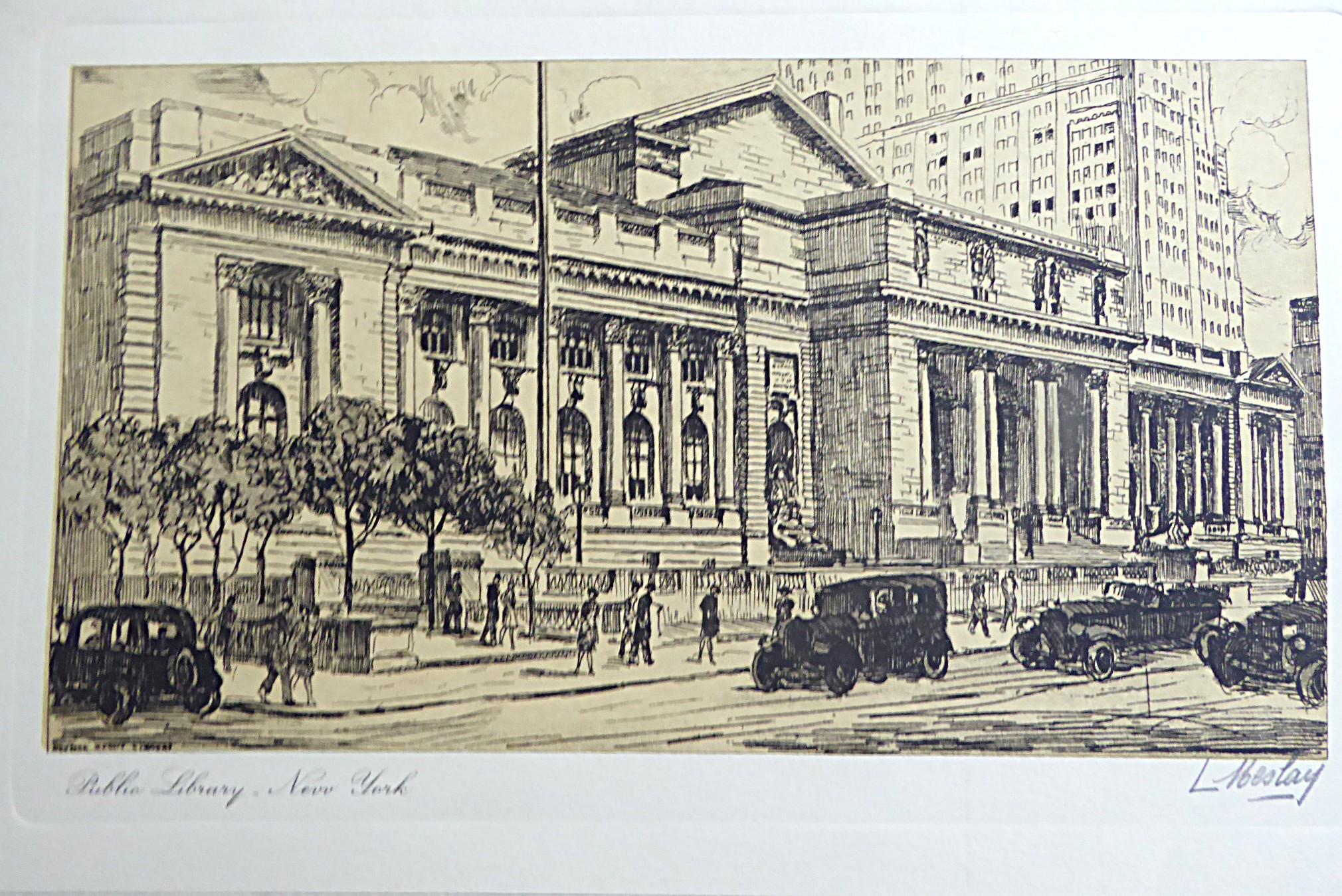 L. Meslay Group 4 French Etchings early 20th C. New York City & Washington D.C. en vente 6
