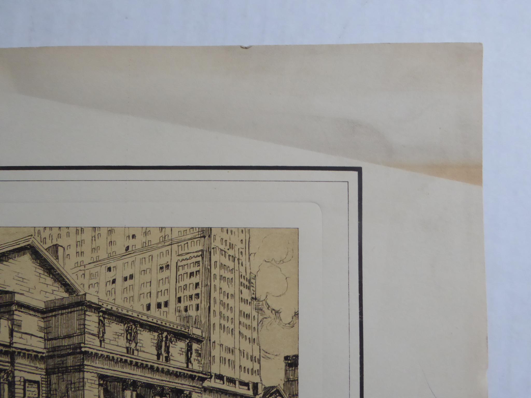 L. Meslay Group 4 French Etchings early 20th C. New York City & Washington D.C. en vente 8