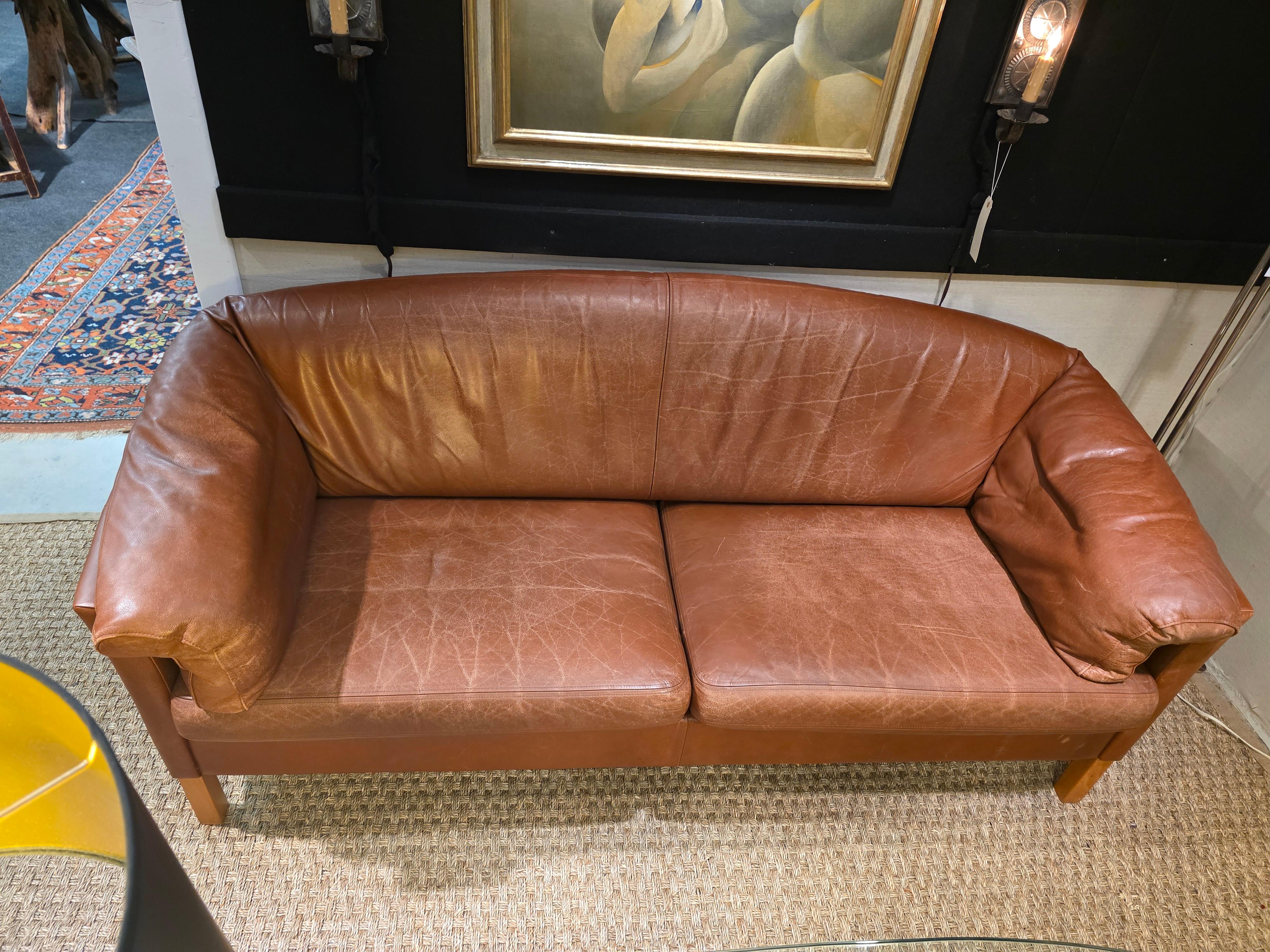 Mid Century Leather Sofa By Mogen Hansen Denmark 1970s For Sale 3