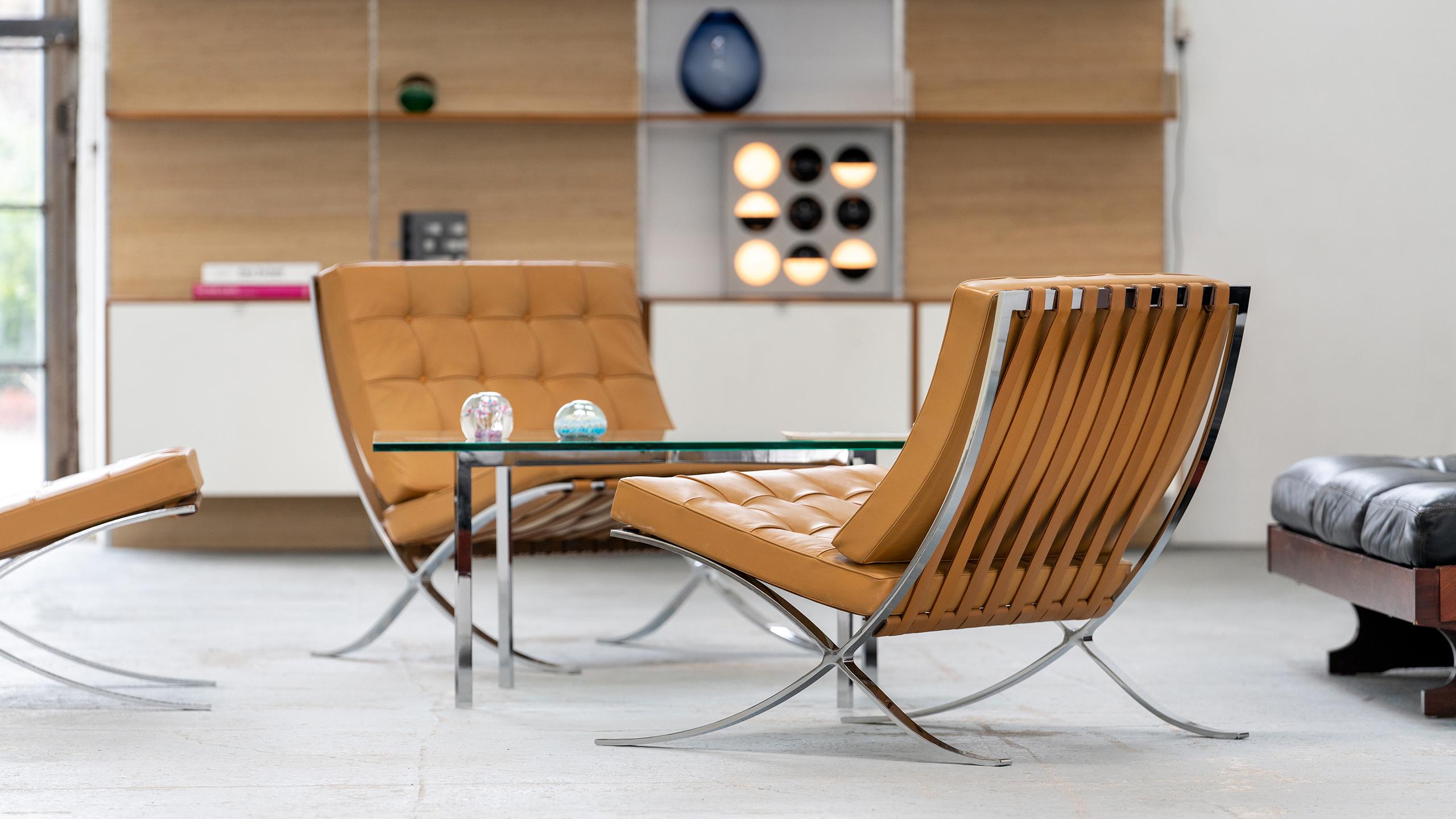 L. Mies van der Rohe, 3 Barcelona Chair, 1962 Edition by Knoll International In Good Condition In Munster, NRW